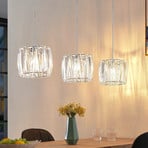 Lindby hanging light Sofia, 107 cm, 3-bulb, E14, chrome/clear