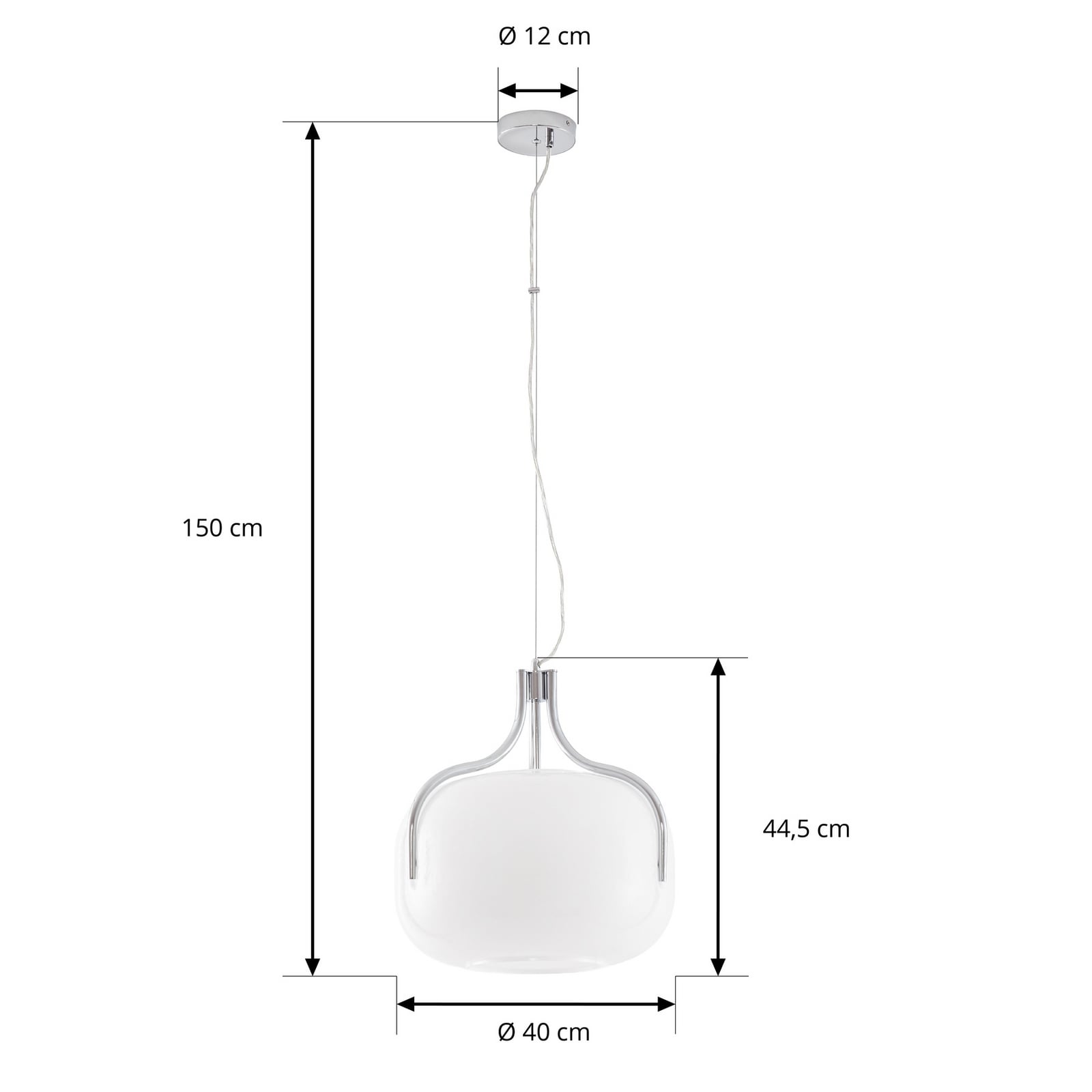 Lucande Hängeleuchte Christo, Ø 42 cm, chrom/weiß, Glas Lucande Hängeleuchte Christo, Ø 42 cm, chrom/weiß, Glas