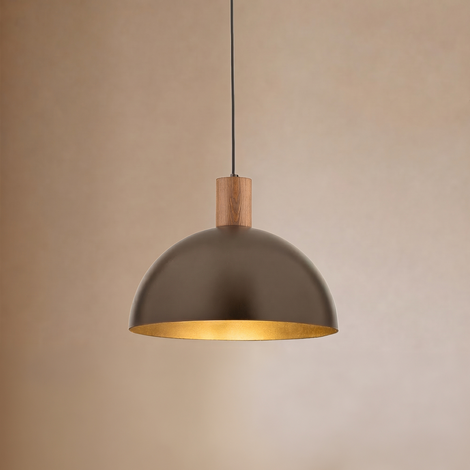 Suspension Oslo, marron, métal, Ø 34 cm, E27