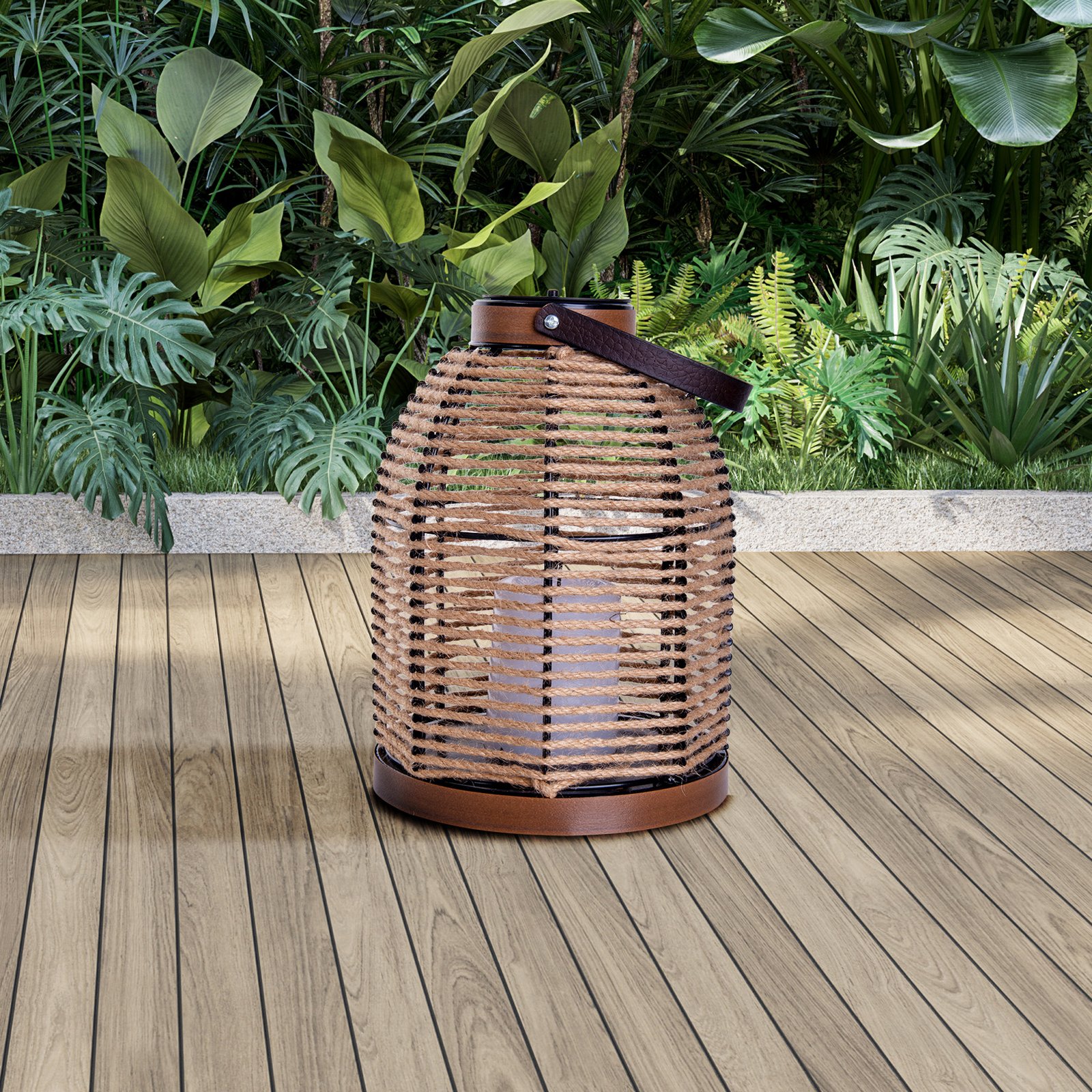 LED-Solarleuchte Korbinian, braun, Höhe 29 cm, IP44, Laterne