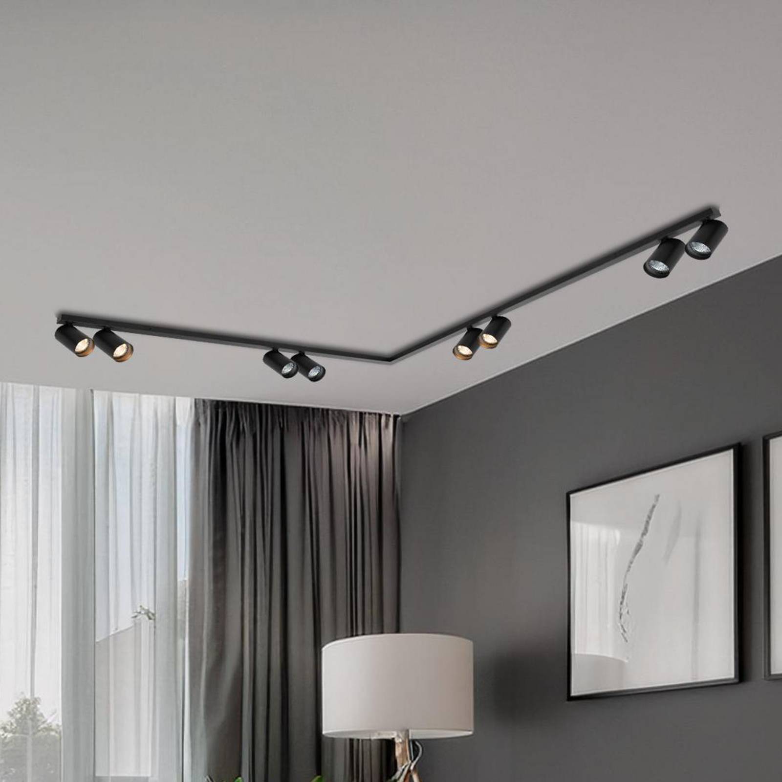 Deckenspot Hero, schwarz, 8-flammig, 240 cm, Metall, GU10 günstig online kaufen