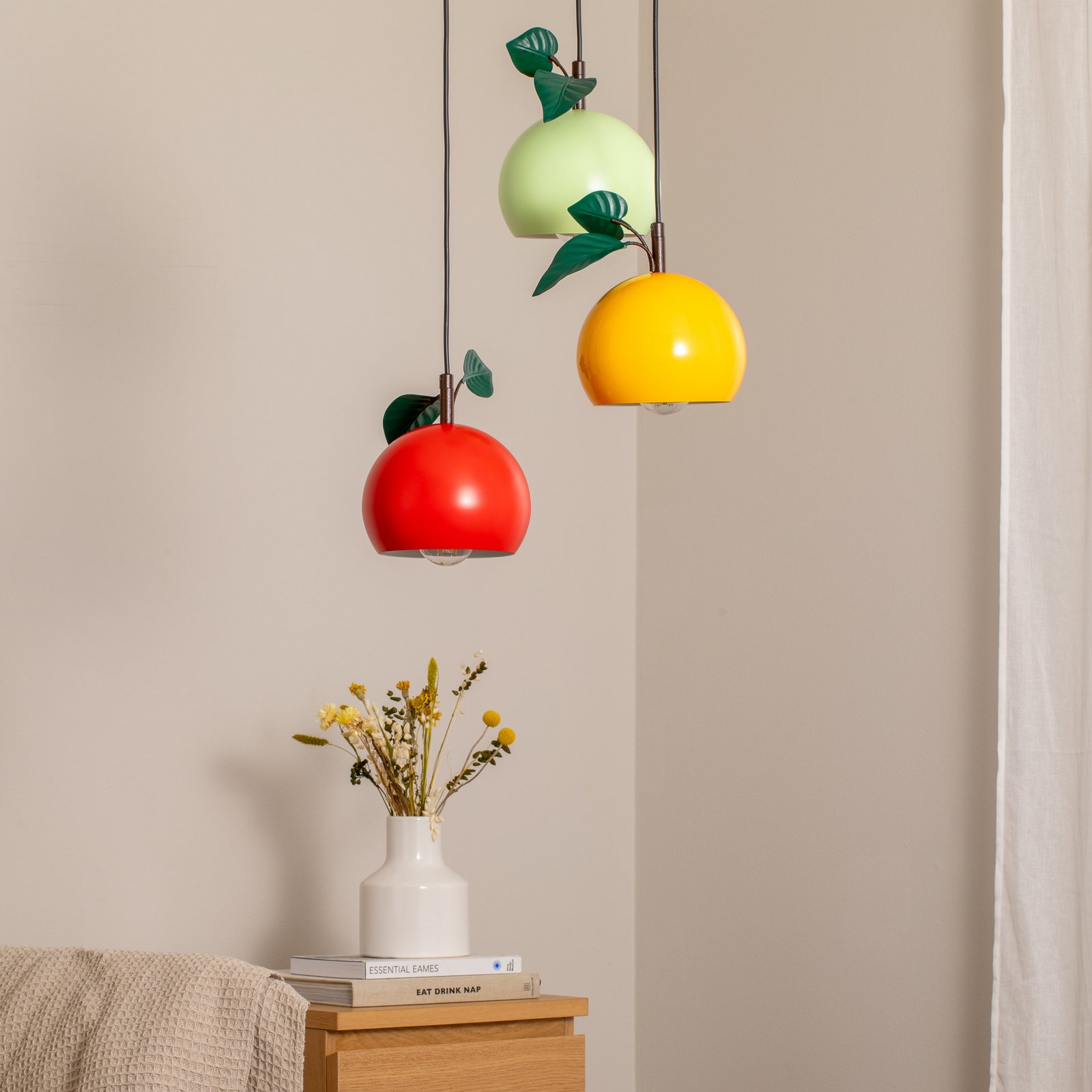 Suspension Apple mix, multicolore, métal, Ø 42 cm, à 3 lampes, E27