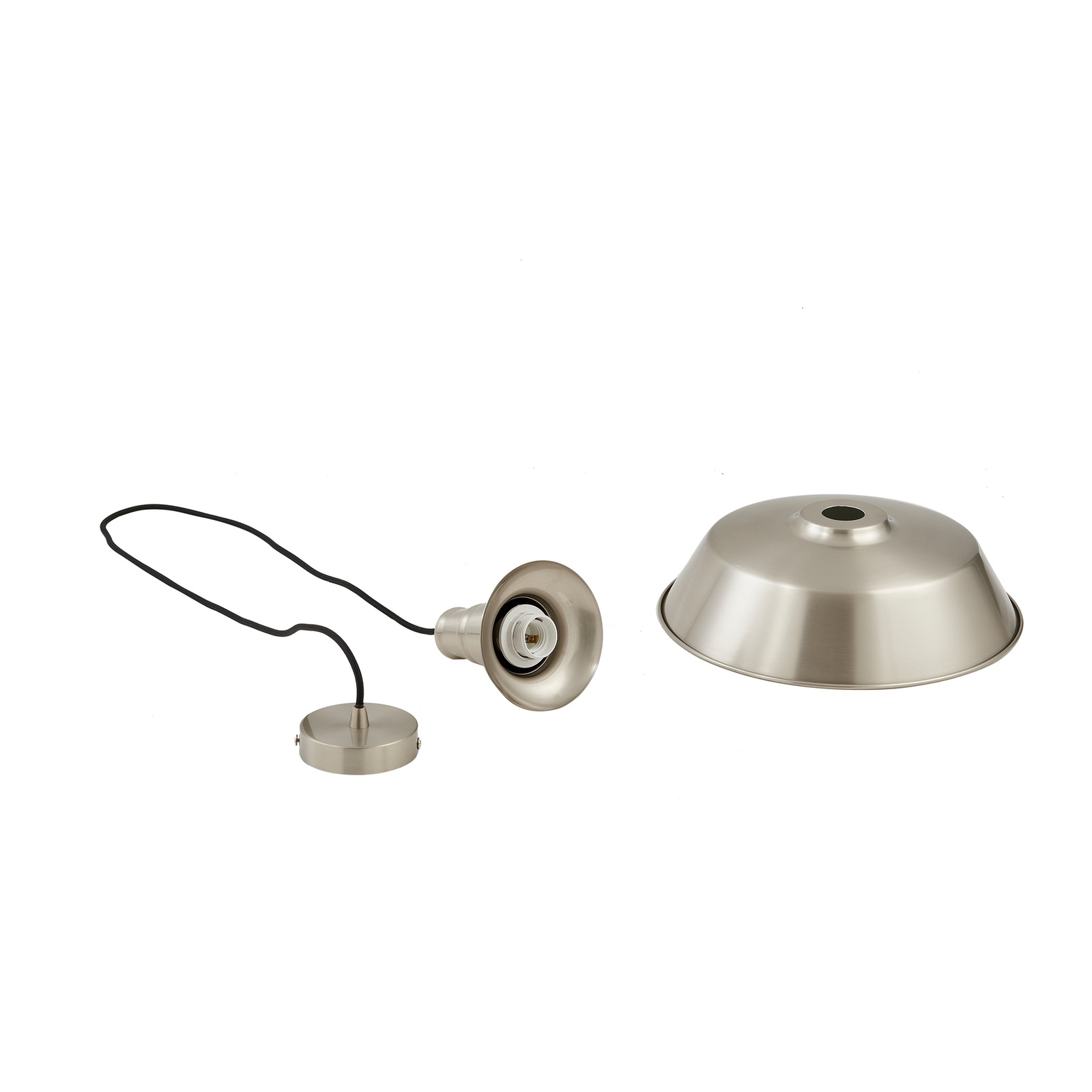 Lindby pendant light Laylan, nickel/white, Ø 36 cm, metal