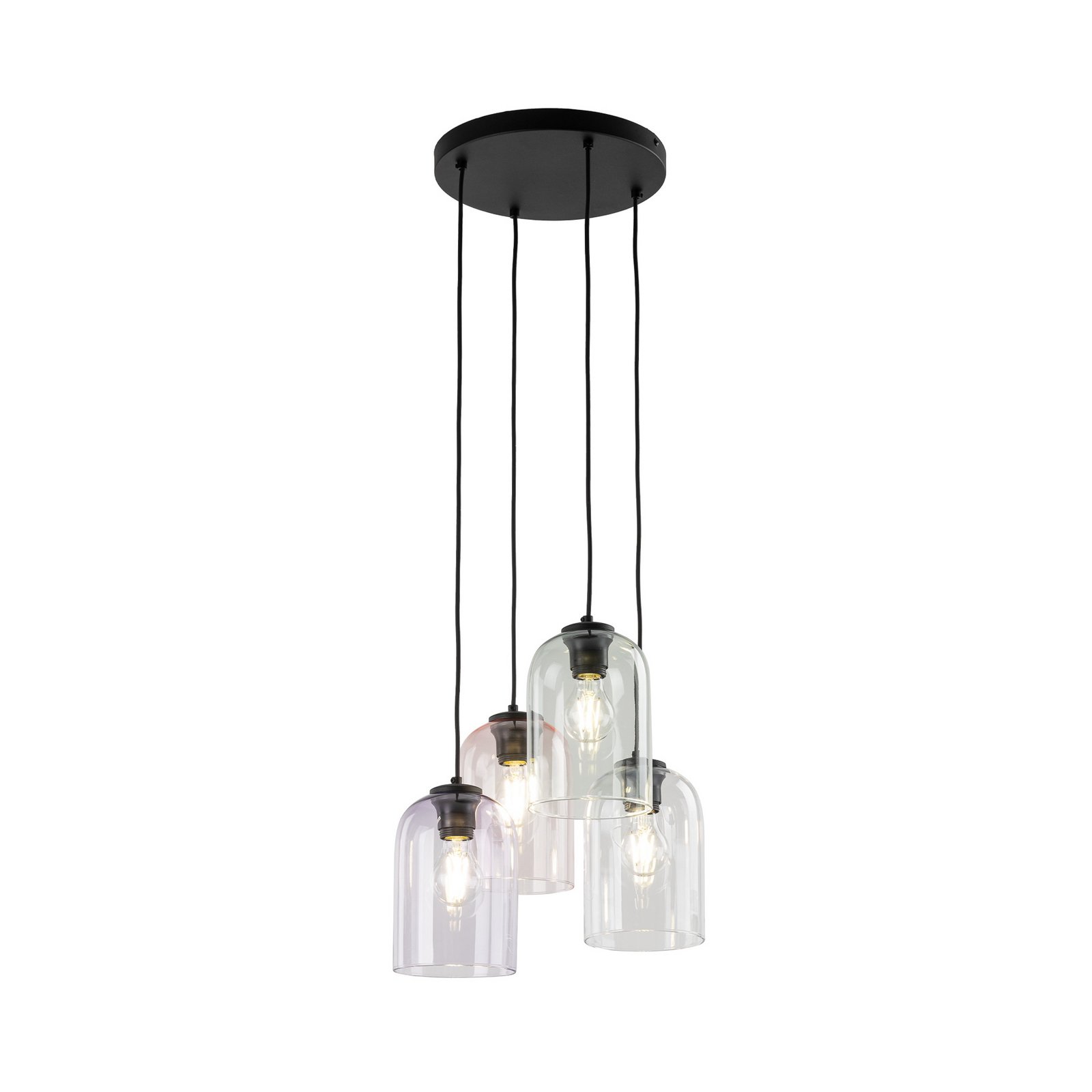 Viseća lampa Molly, Ø 38 cm, višebojna, metal, staklo, 4 žarulje.