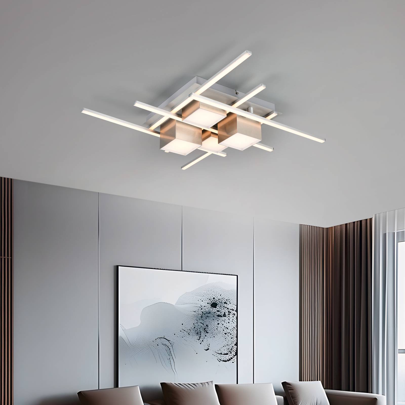 LED-Deckenlampe Roger, coffee, Metall, CCT, Fernbedienung günstig online kaufen