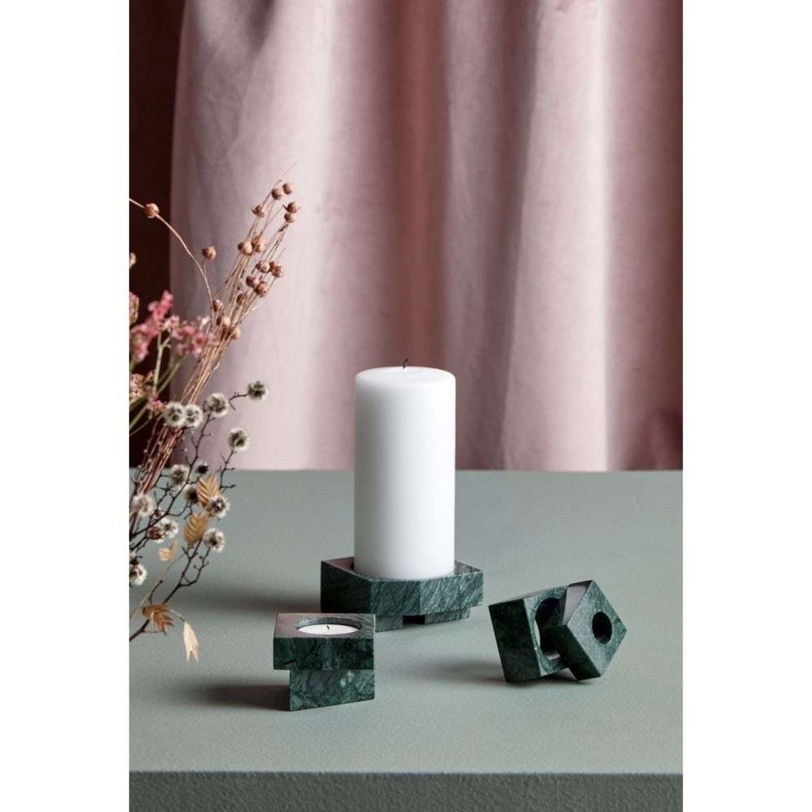 Jeu de dés 2 Candle Holder Green Marble - Woud