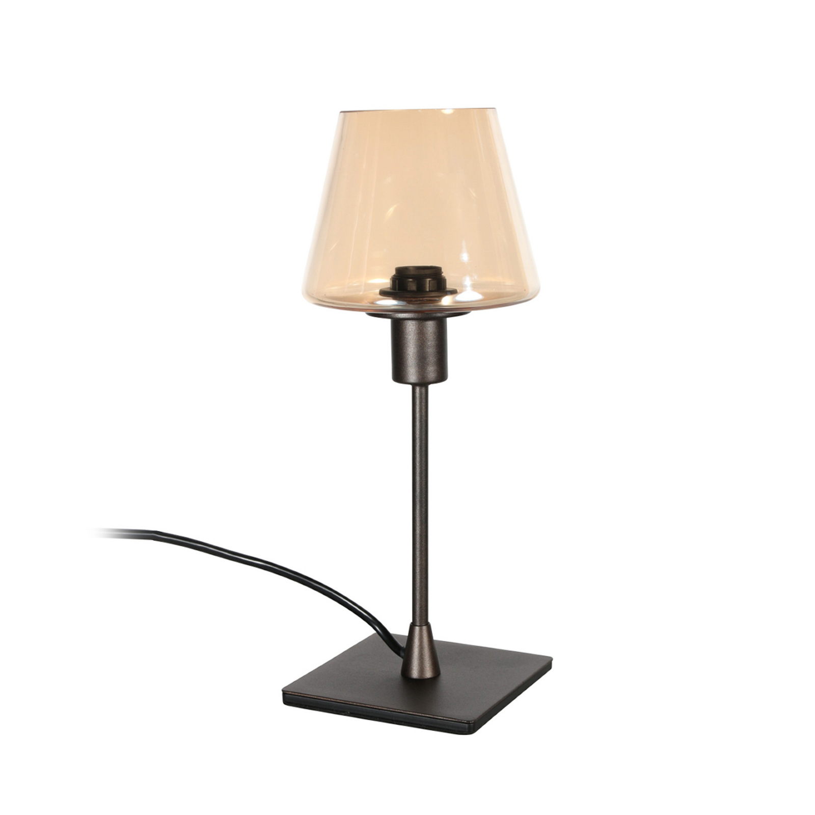 Galda lampa „Ancilla“ brūna/dzintara krāsā, 33 cm, metāls, stikls, E14