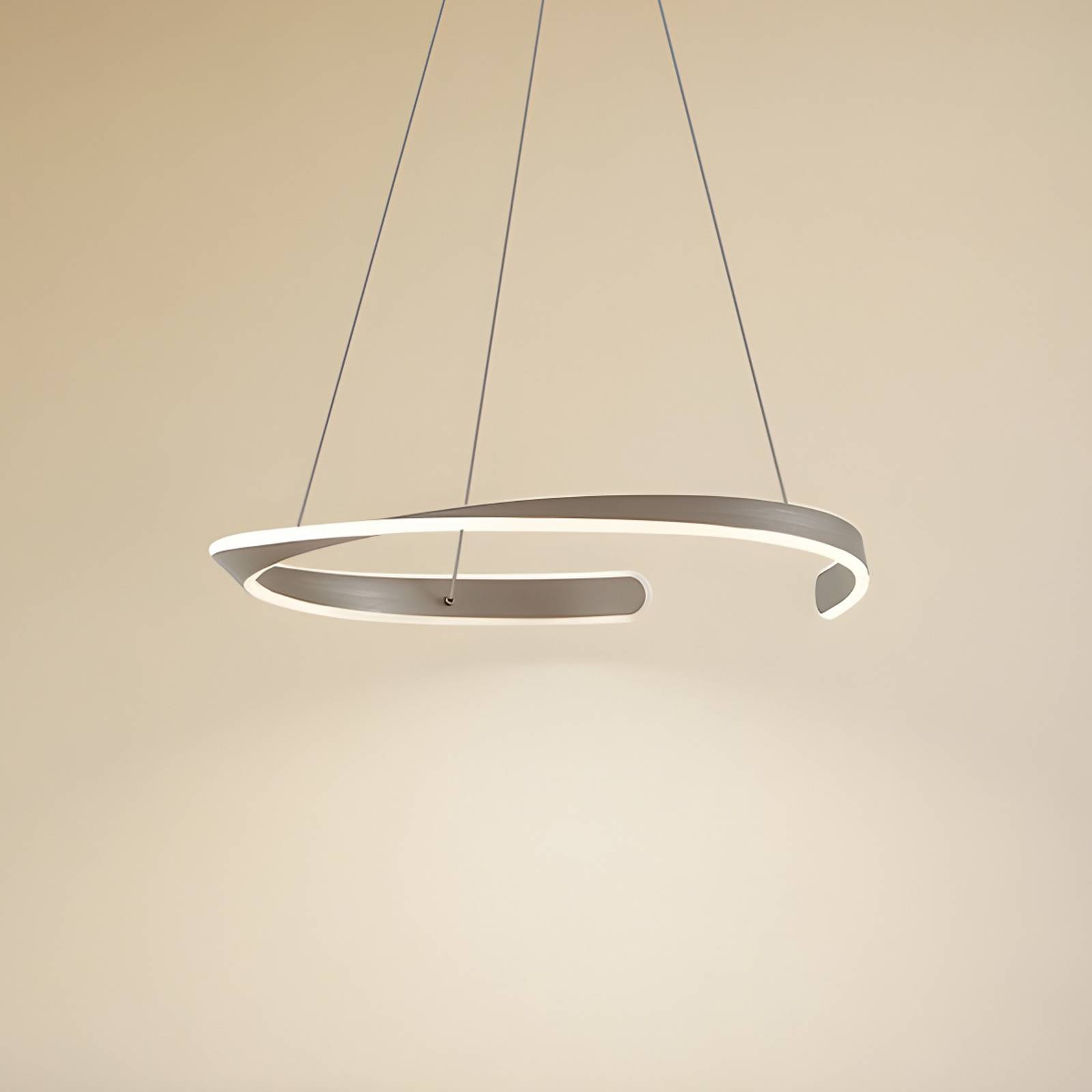 Żyrandol LED Lucande Eloura, srebrna, Ø58 cm, metal, CCT