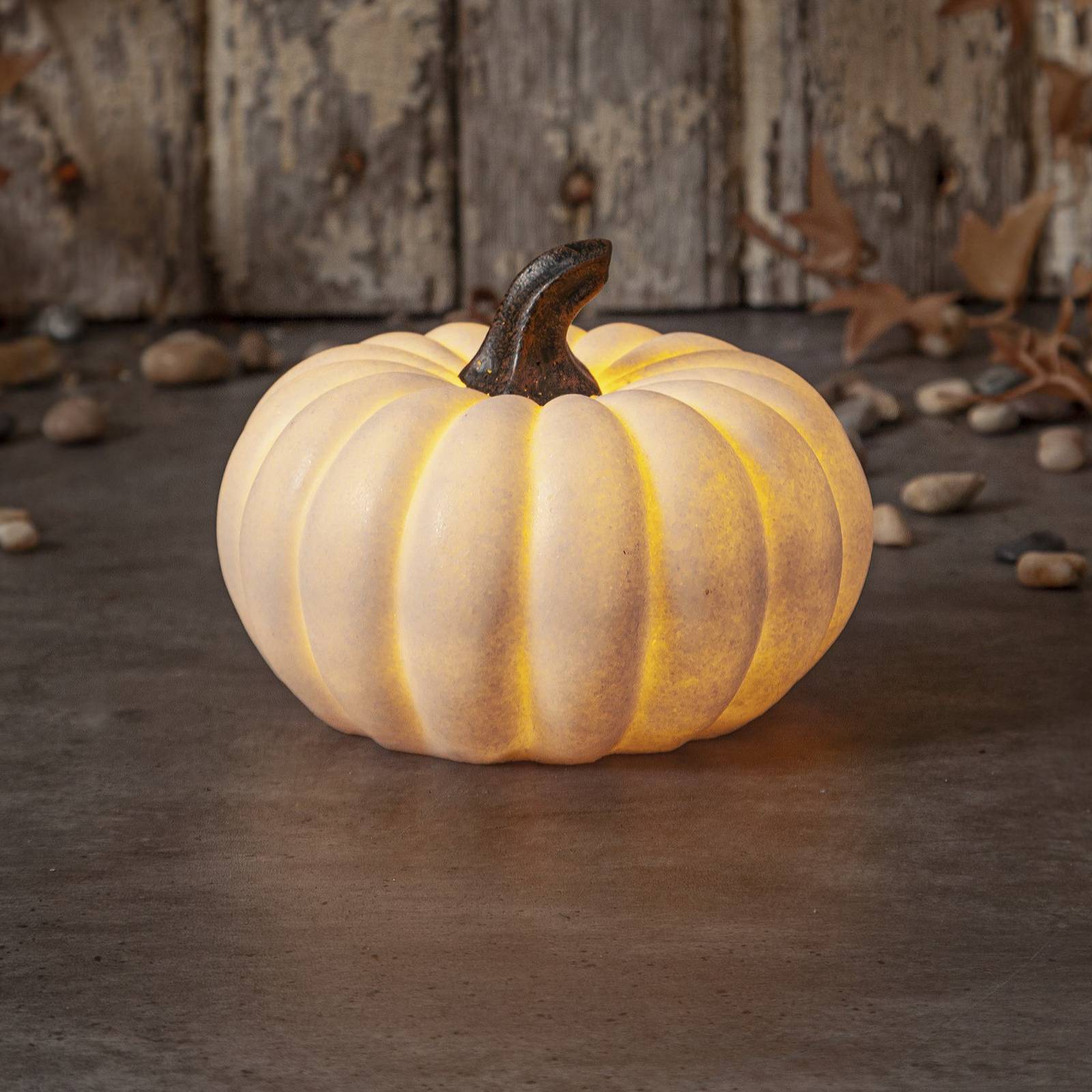 Sandy Pumpkin LED terassivalo Ø 15 cm valkoinen paristo paristo