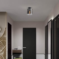 Sweden loftlampe, sort/røggrå, 1 lyskilde, stål, glas