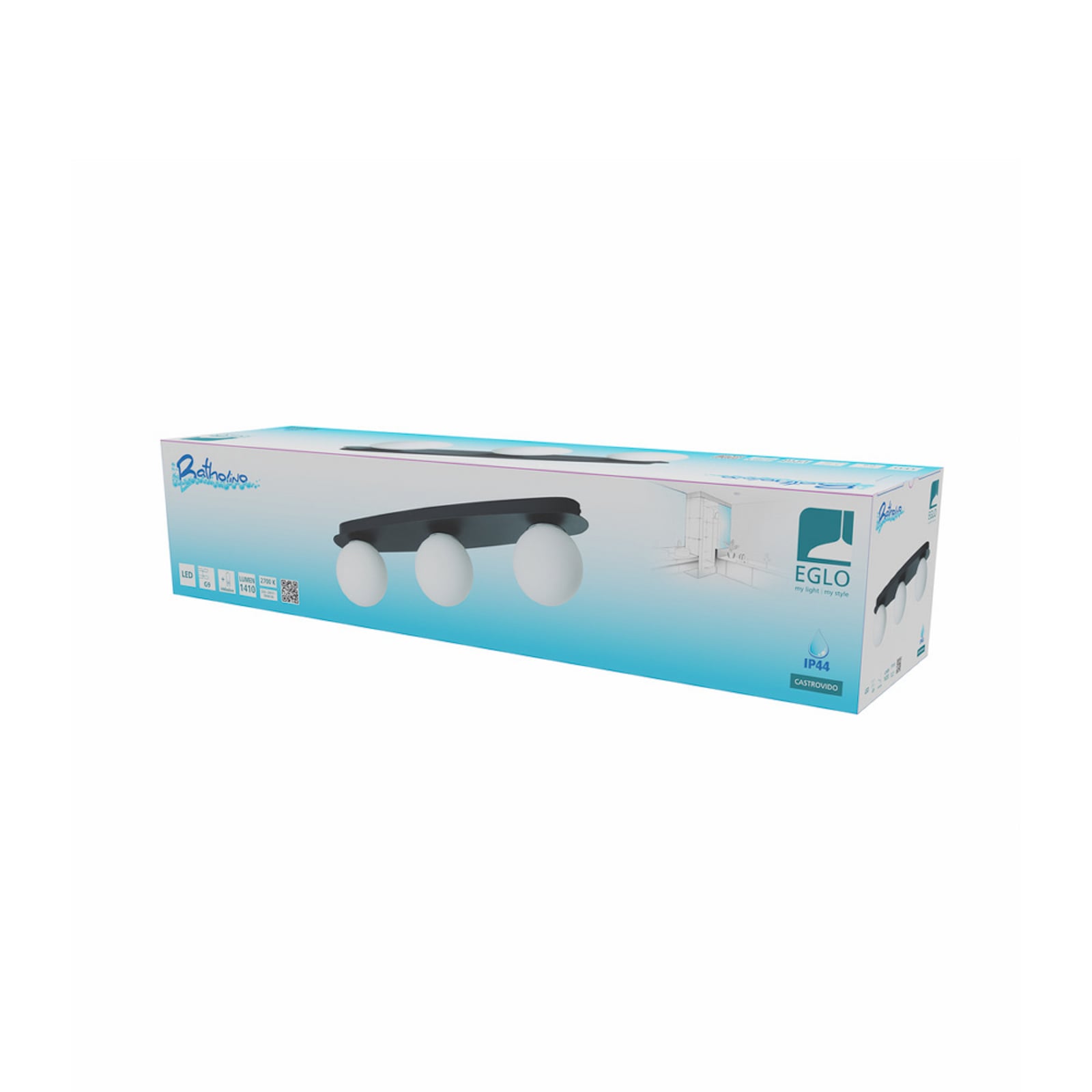 EGLO plafondlamp CASTROVIDO zwart 58 cm 3-lamps IP44 G9-LED