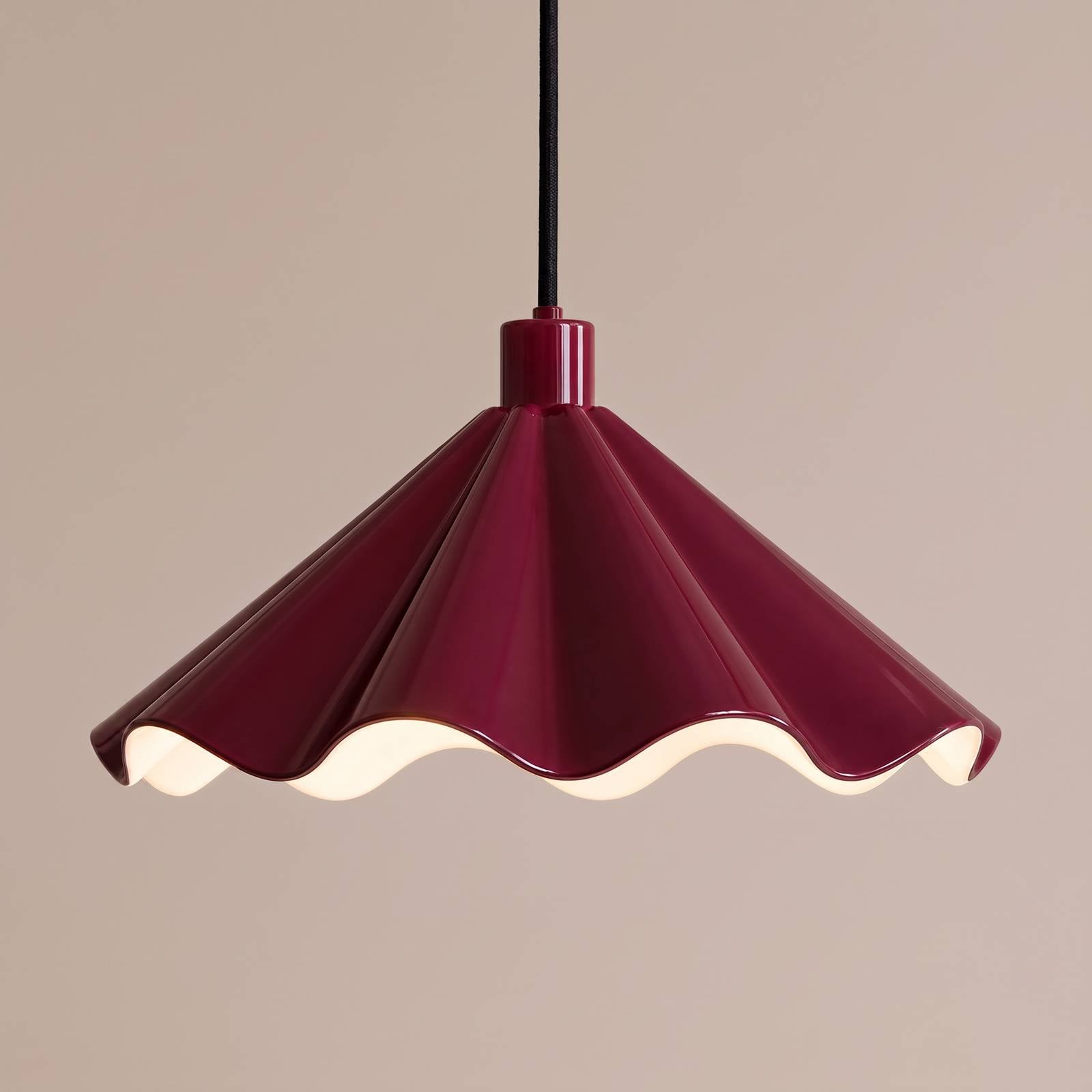 Żyrandol Lindby Lilliet, Ø 34 cm, ciemnoczerwona, metal, E27