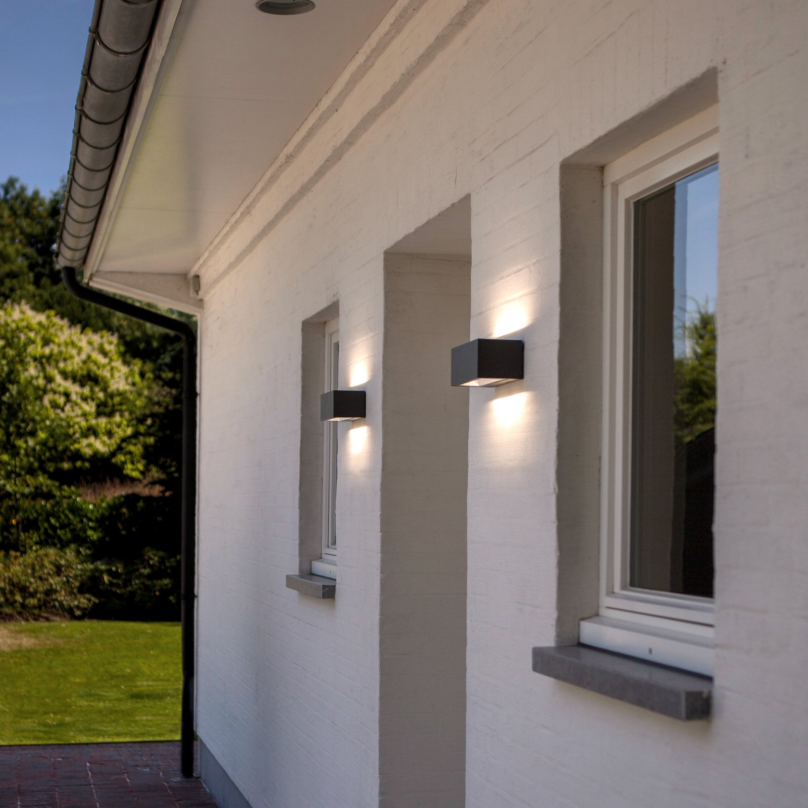 Außenwandlampe Gemini eckig anthrazit 16cm 3.000K
