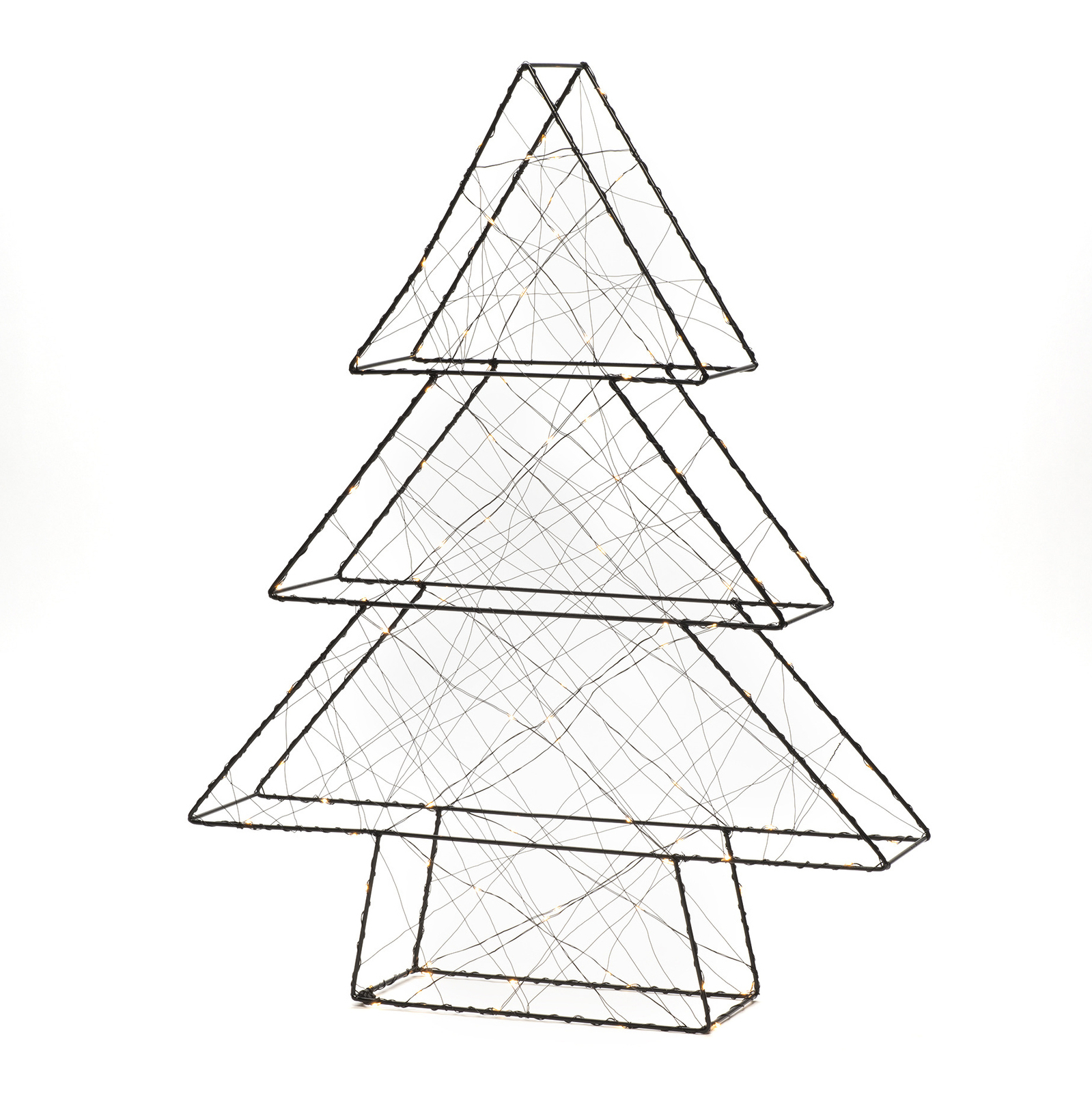 Lampe à led en cône de Noël en métal noir H37cm
