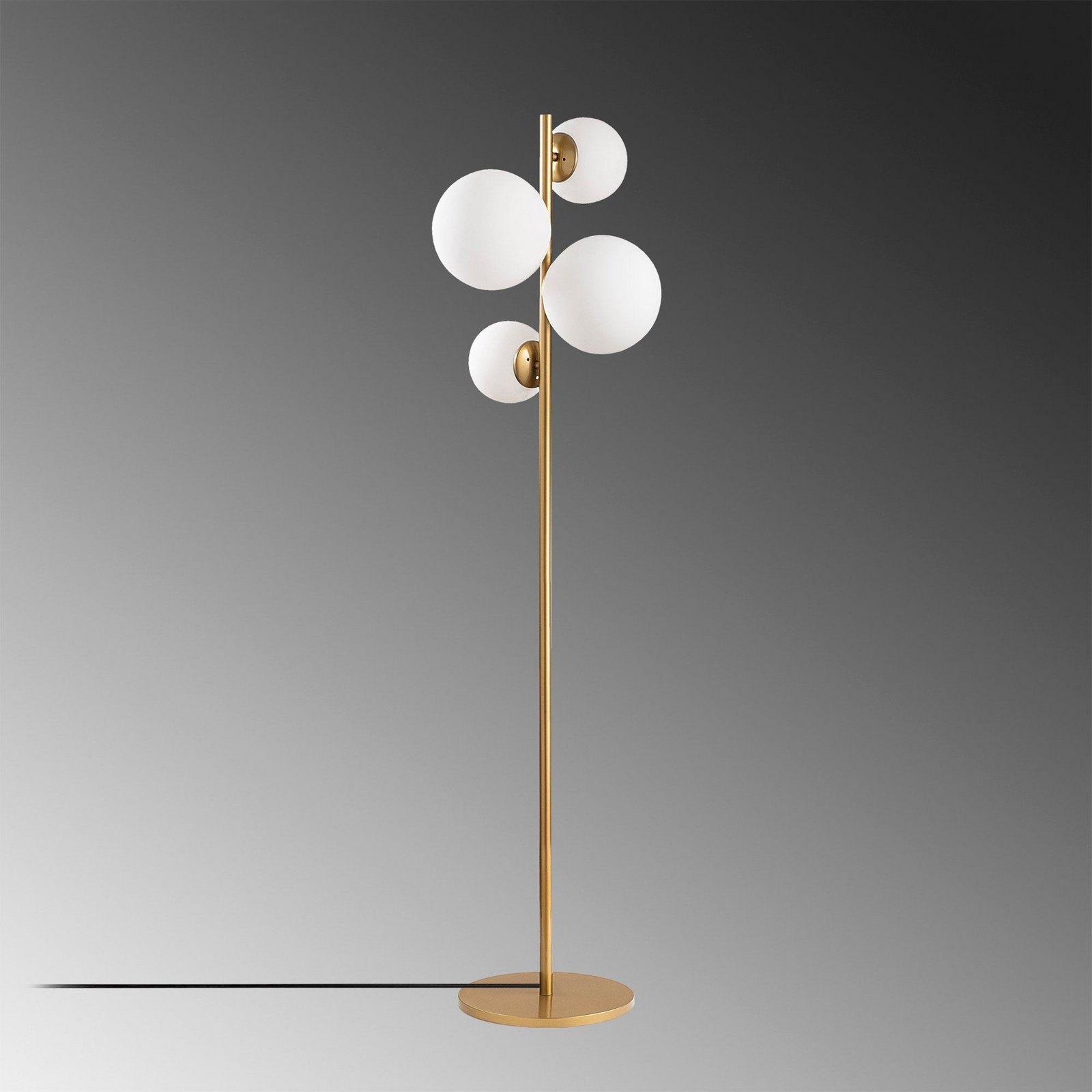 Vloerlamp Fazli, goud, glas/metaal, hoogte 162 cm, E14