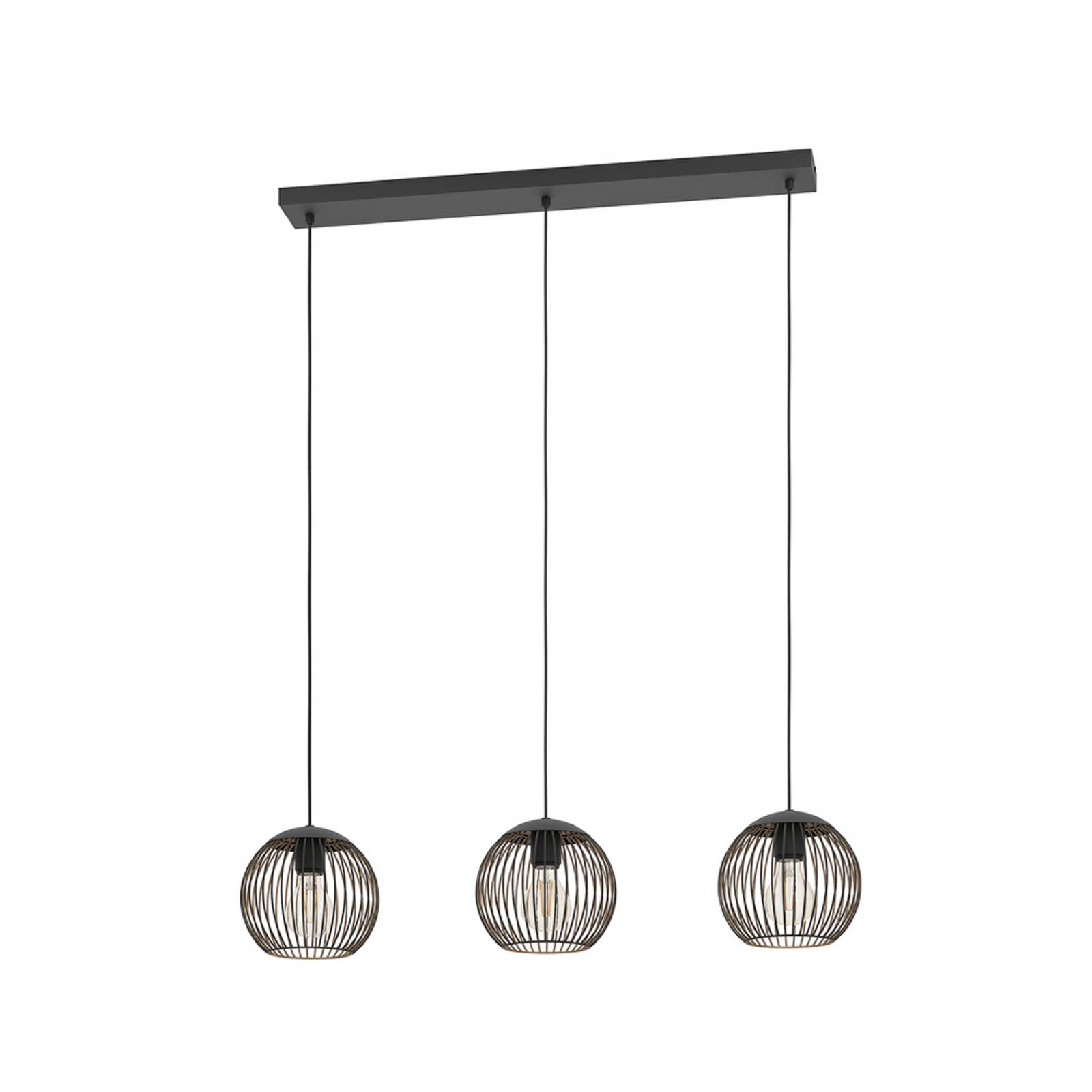 EGLO Hängelampe ALMANZORA, Länge 90 cm, 3-flg., schwarz, E27