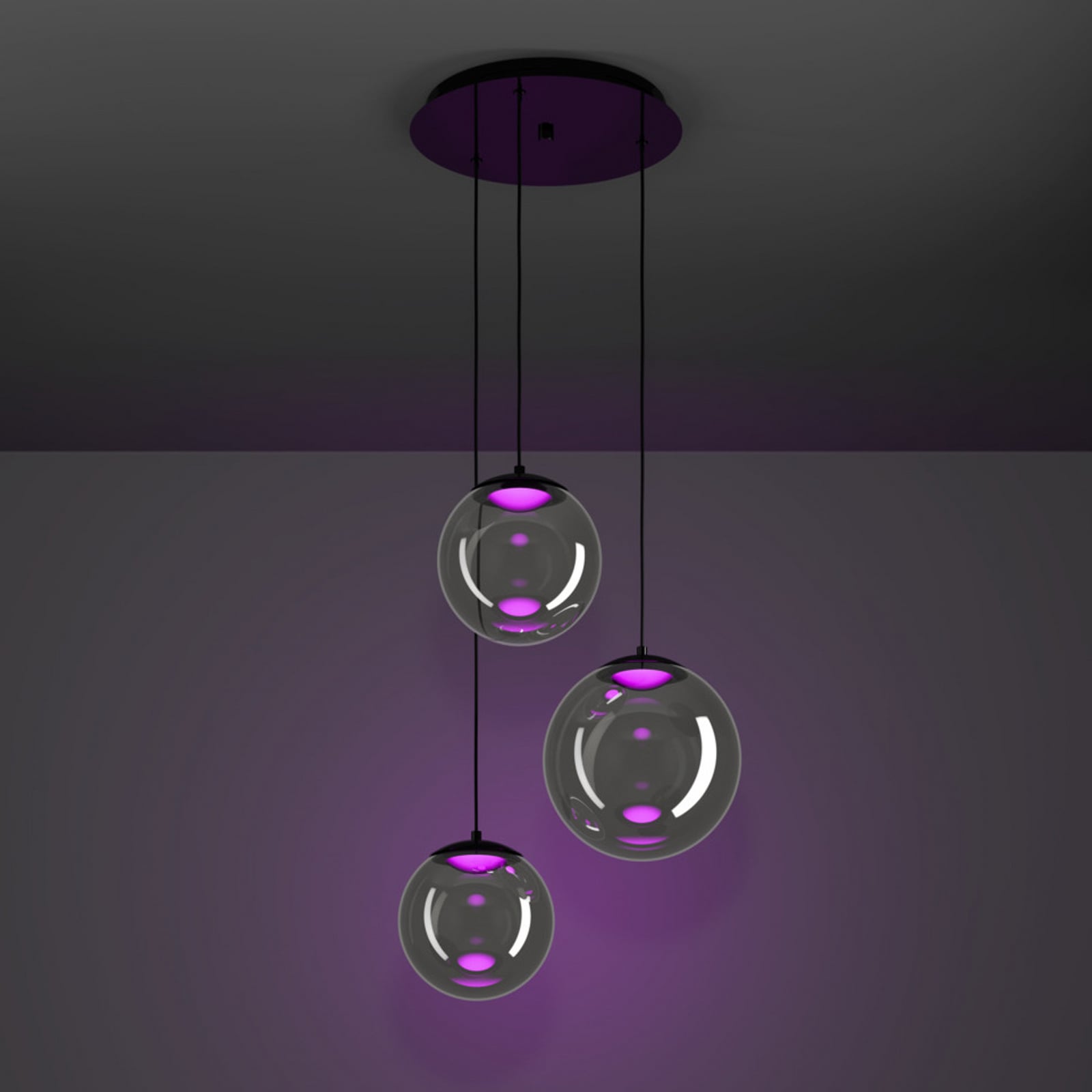 Stars of Light LED-riippuvalaisin ANORIAS, musta, Ø 46 cm, 3-lamppuinen