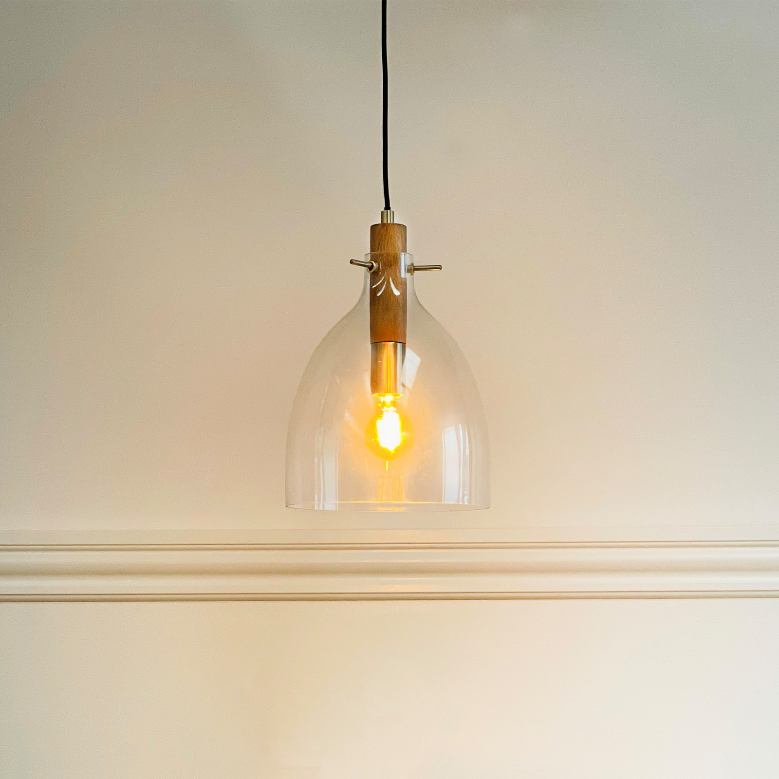 Dyberg Larsen Lampă suspendată Bistro Ø 25 cm transparentă sticlă - Camera de zi / sufragerie - Design - transparent maro alamă