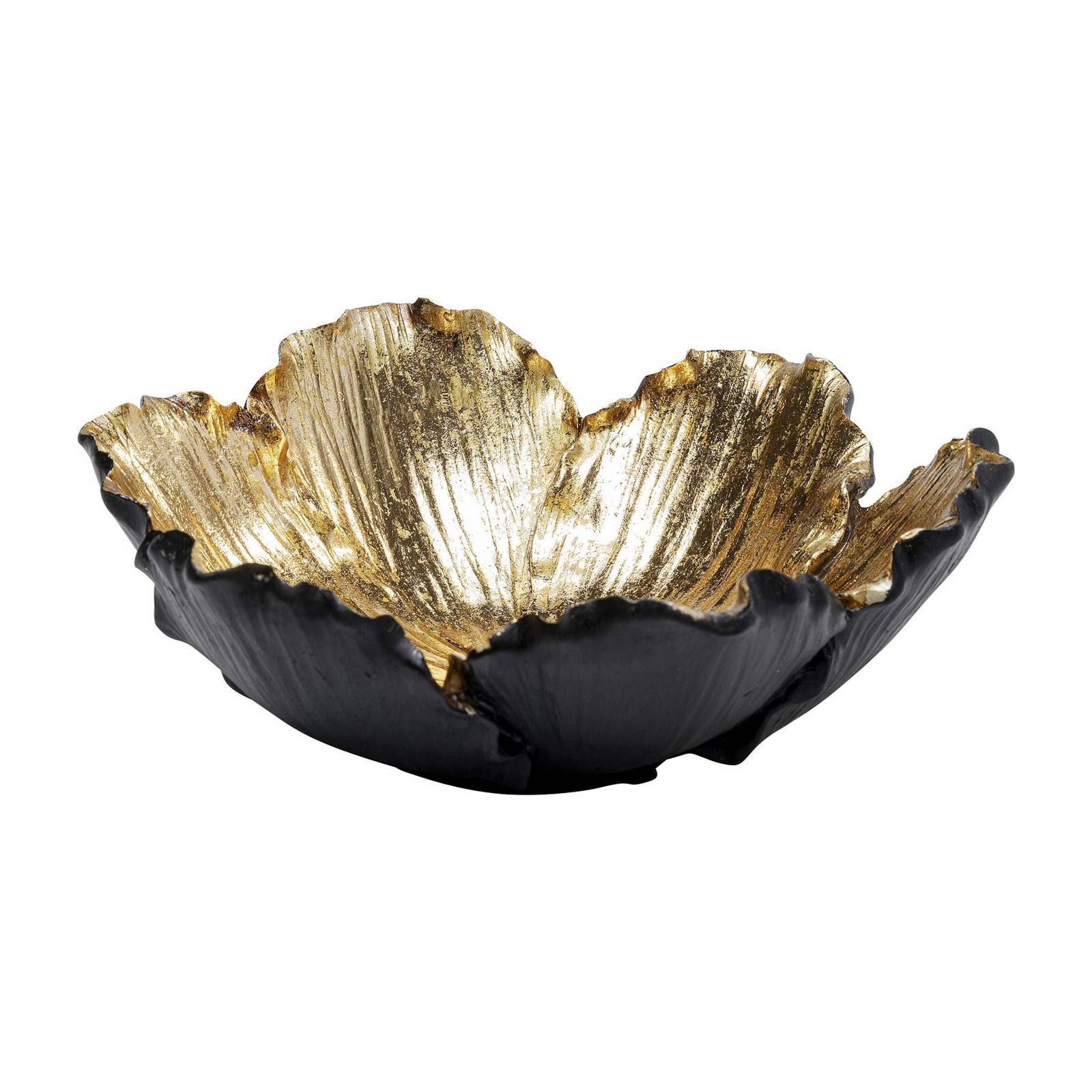 KARE Deko-Schale Flower Bloom, schwarz/gold, handgearbeitet