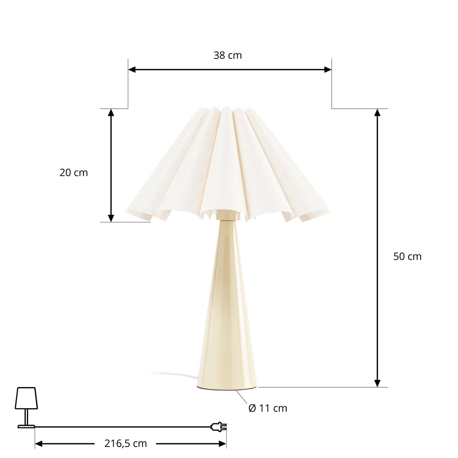 Lindby bordlampe Lotte, beige, 50 cm, metall, tekstil, E27 Lindby bordlampe Lotte, beige, 50 cm, metall, tekstil, E27