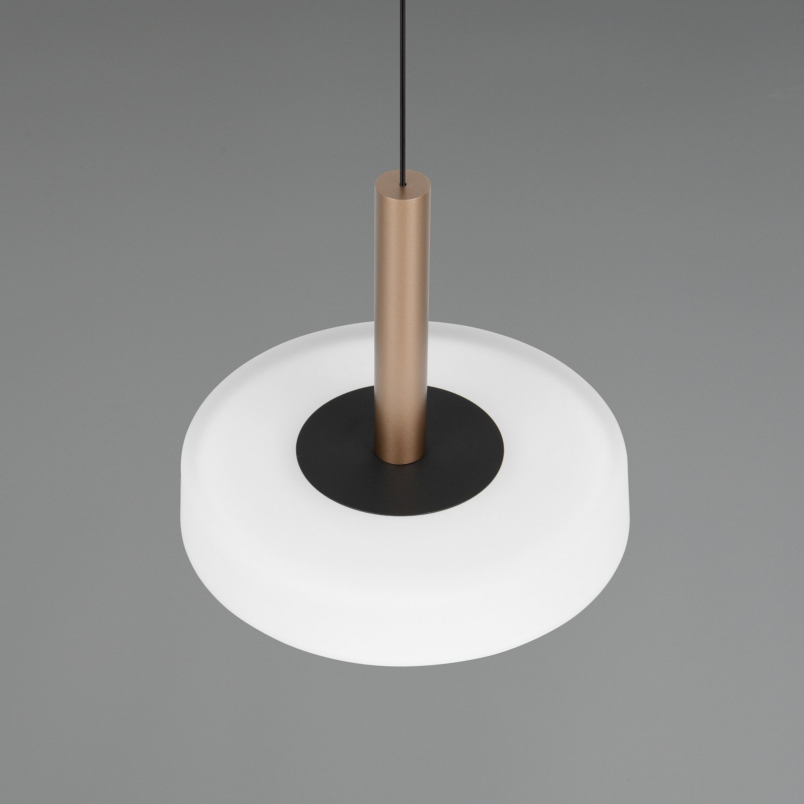 Celeste LED pendant light, white/brown, Ø 22 cm, glass, dimmable