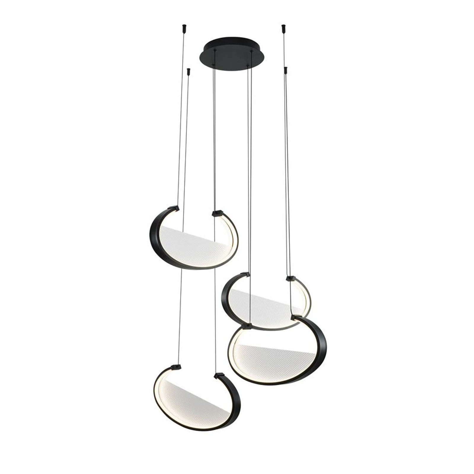 Suspension LED Adele, Ø 75 cm, noir, métal, à 4 lampes