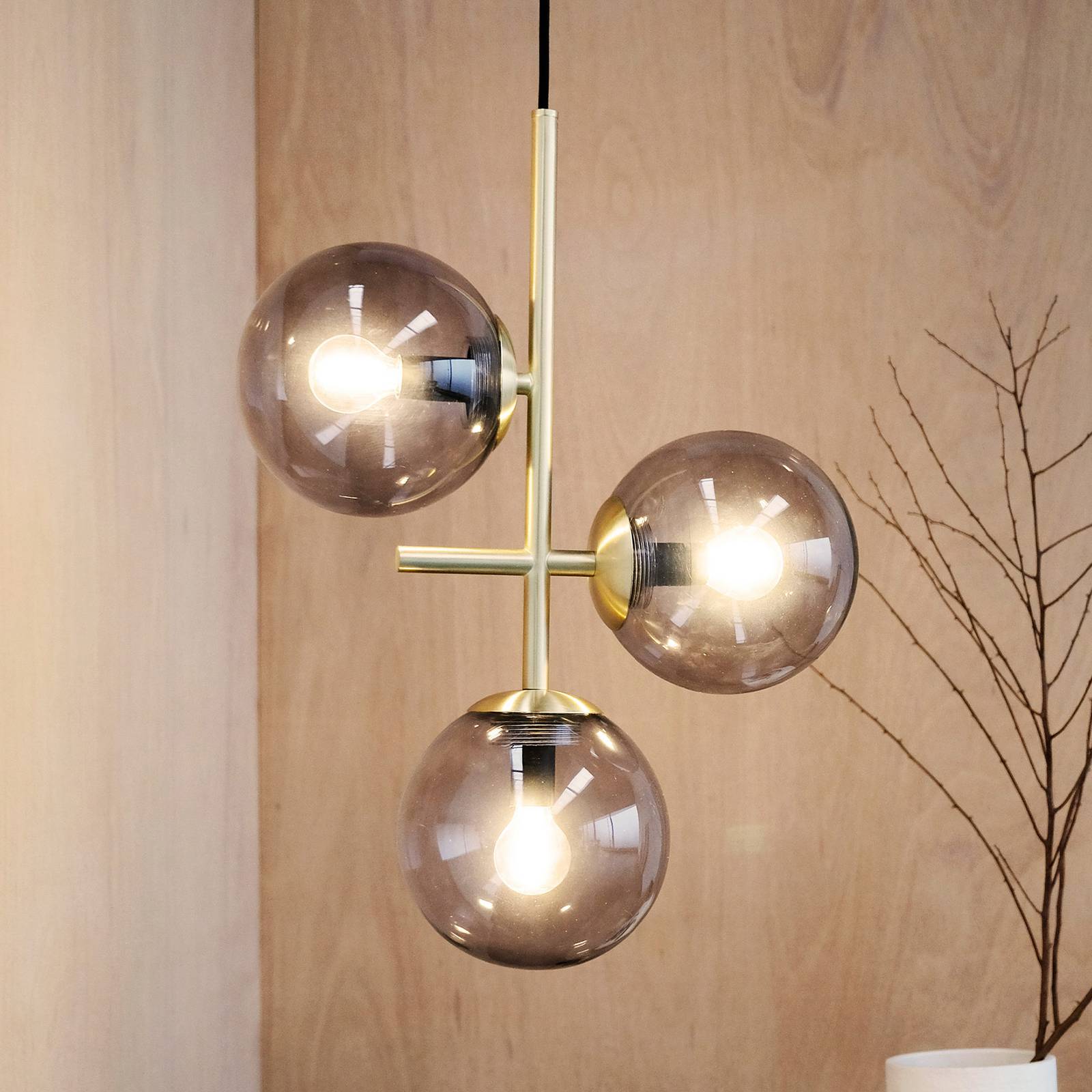 Dyberg Larsen Como suspension 3 lampes laiton