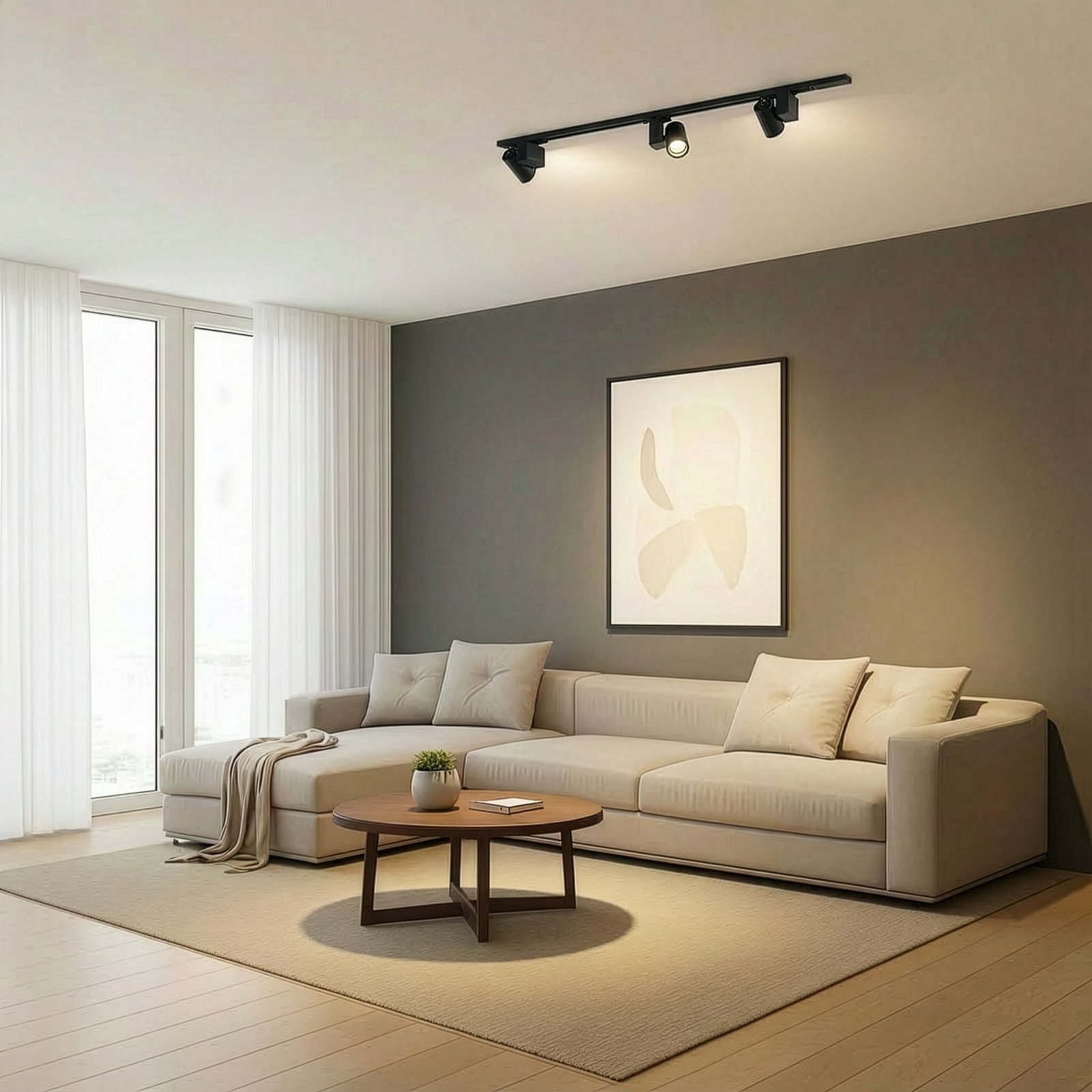 Lindby Schienensystem Linaro, 3er-Set Brinja, LED, schwarz