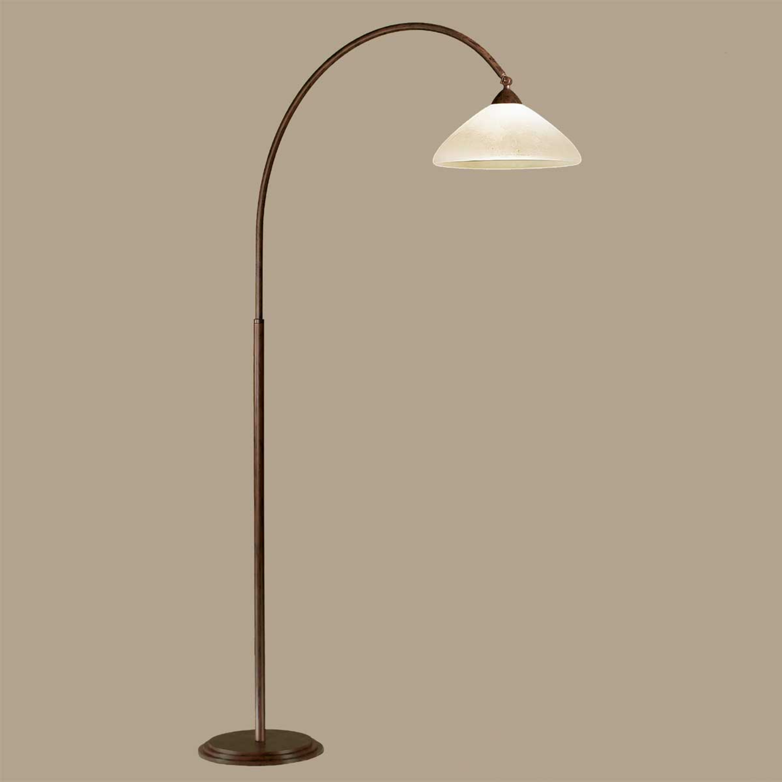 Lámpara de arco Samuele, 120 cm, scavo-marrón