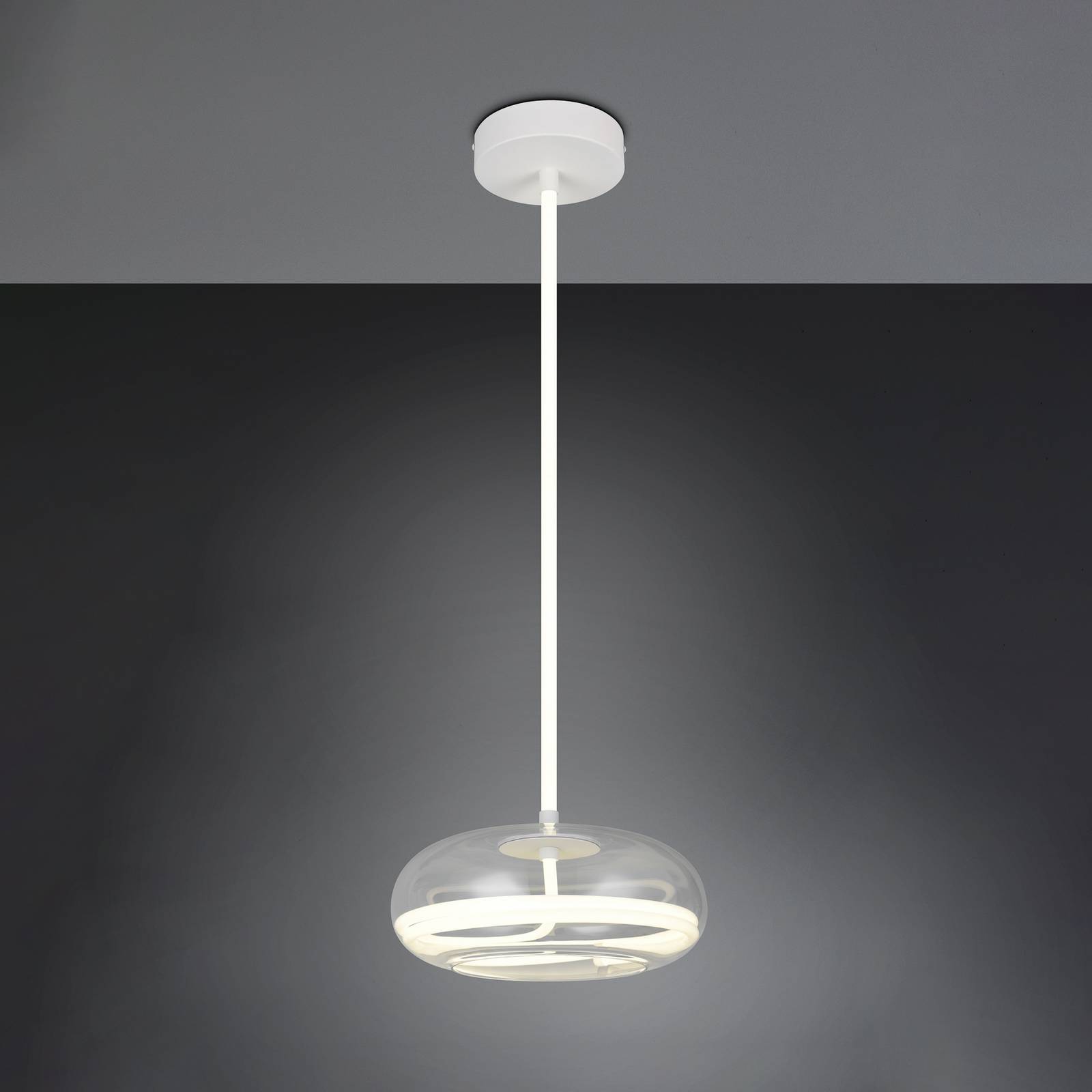 Trio Lighting Suspension LED Tarsia, blanc mat, Ø 40 cm, verre