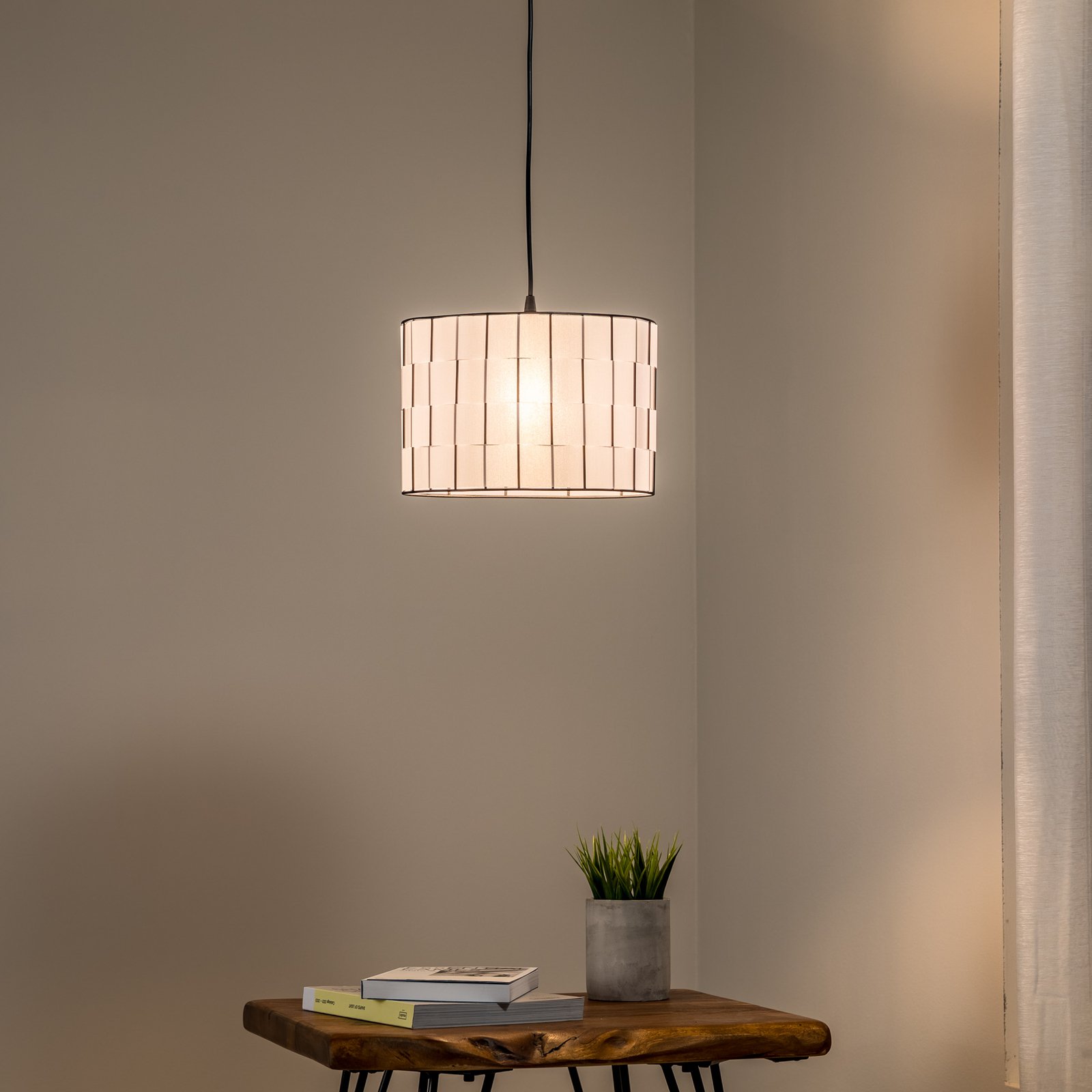 Atlanta pendant light, white, Ø 30 cm, textile, E27