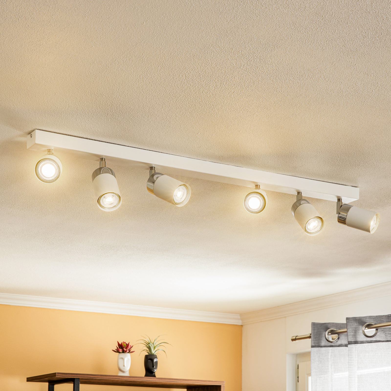 Spot pour plafond Joker, blanc/argenté, à 6 lampes