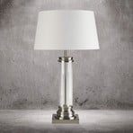 Tischleuchte Pedestal, silber mit Schirm in Creme