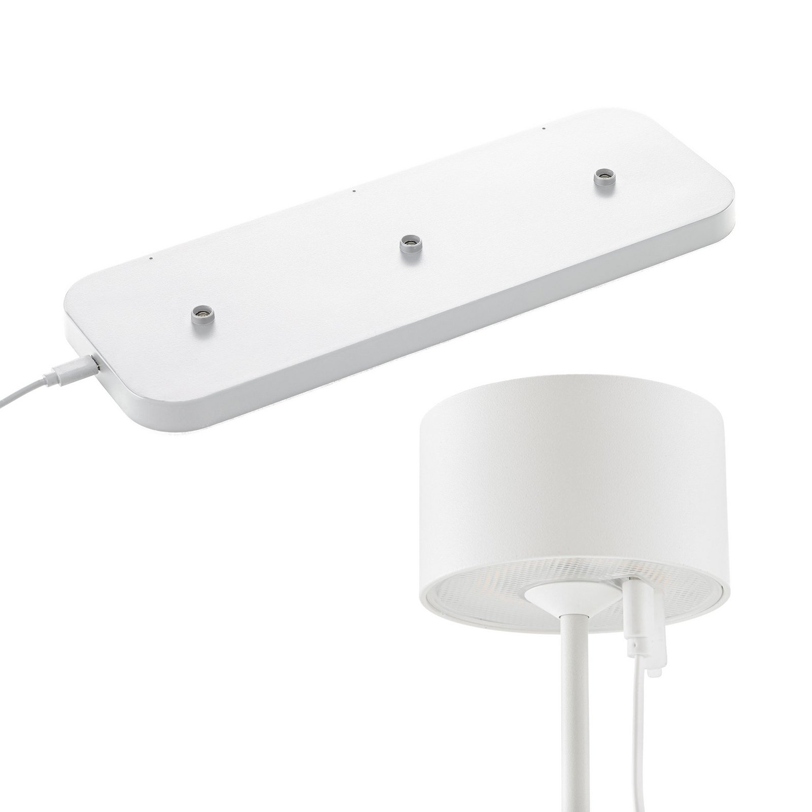 LED újratölthető asztali világítás Veluna, fehér, 3 db-os szett, 25 cm, IP44