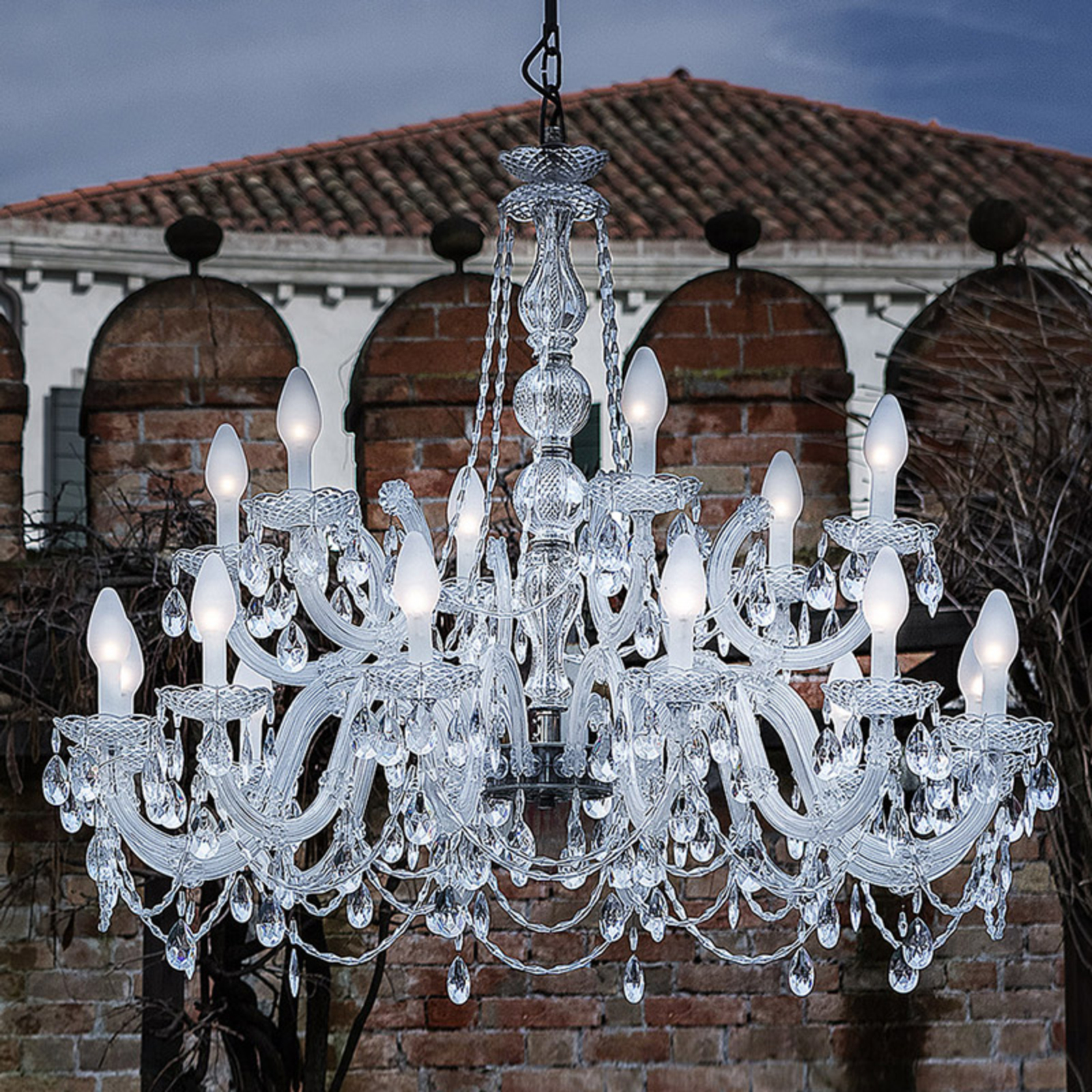 Masiero Drylight S18 18-bulb outdoor LED chandelier, plastic, metal, 3 W, energy efficiency: A+