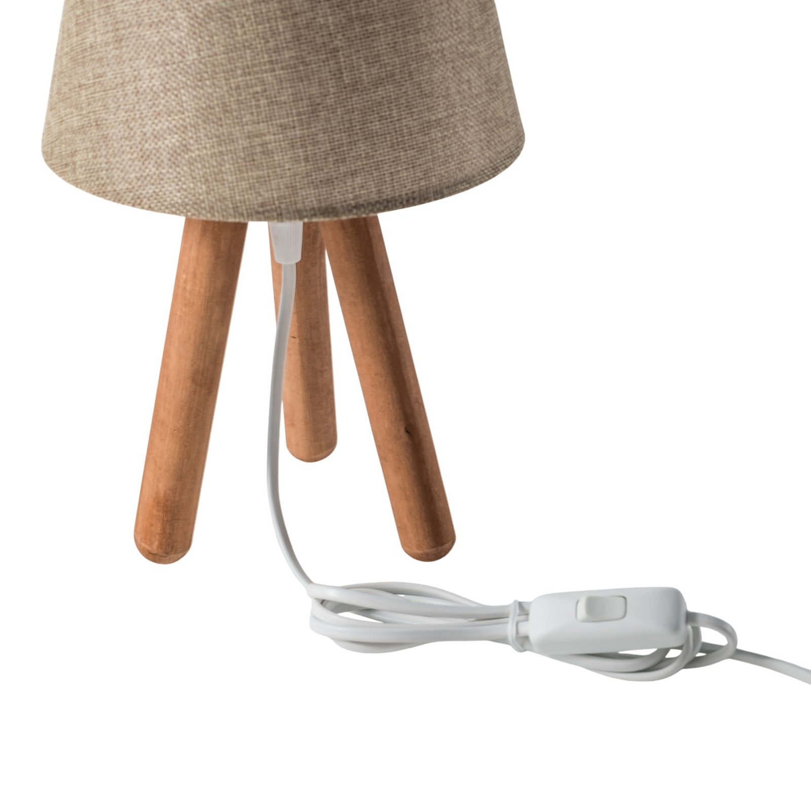 Stolní lampa Dona, béžová/barva dřeva, látka, dřevo, trojnožka