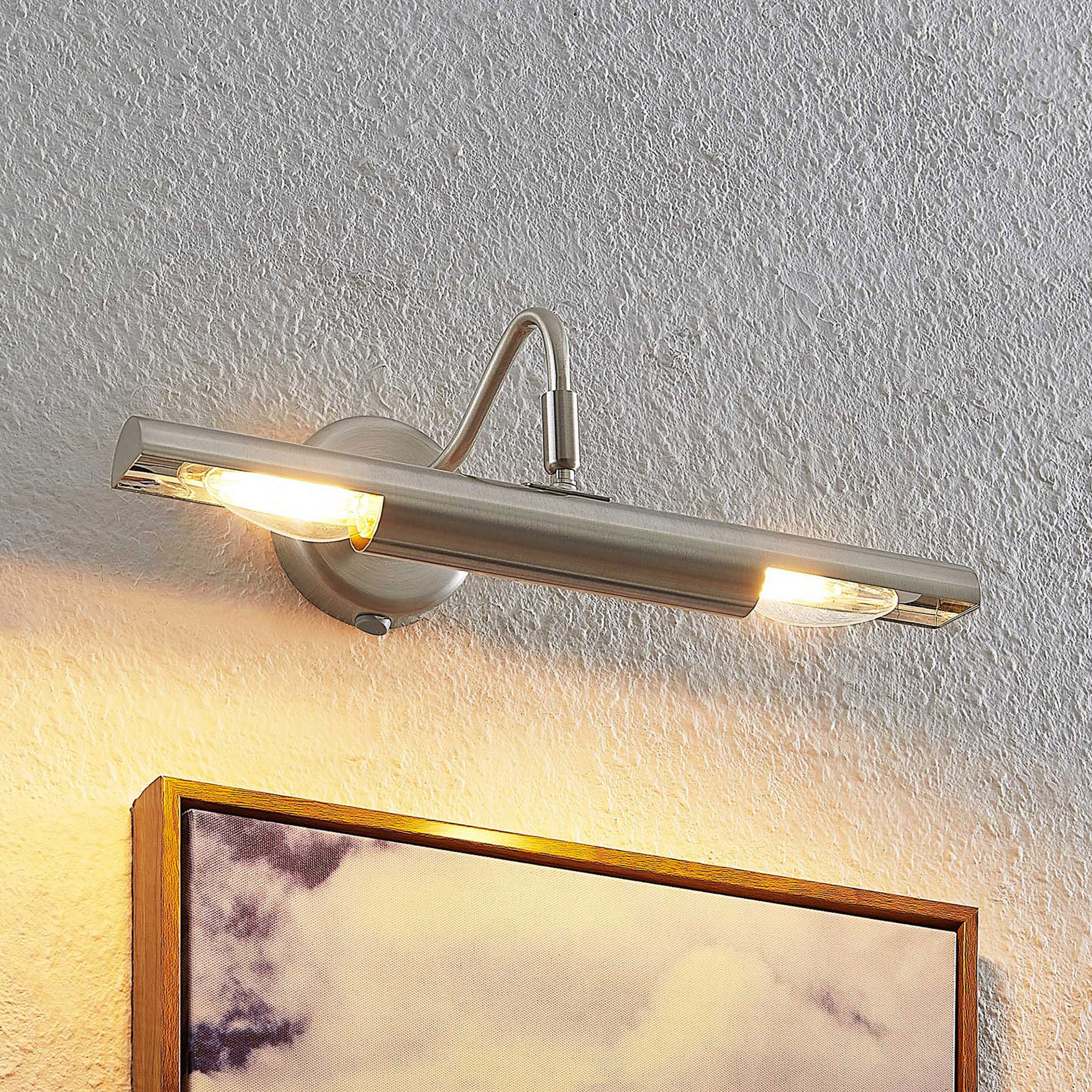 Lindby Bilderleuchte Hidari, nickel, Metall, Schalter, E14
