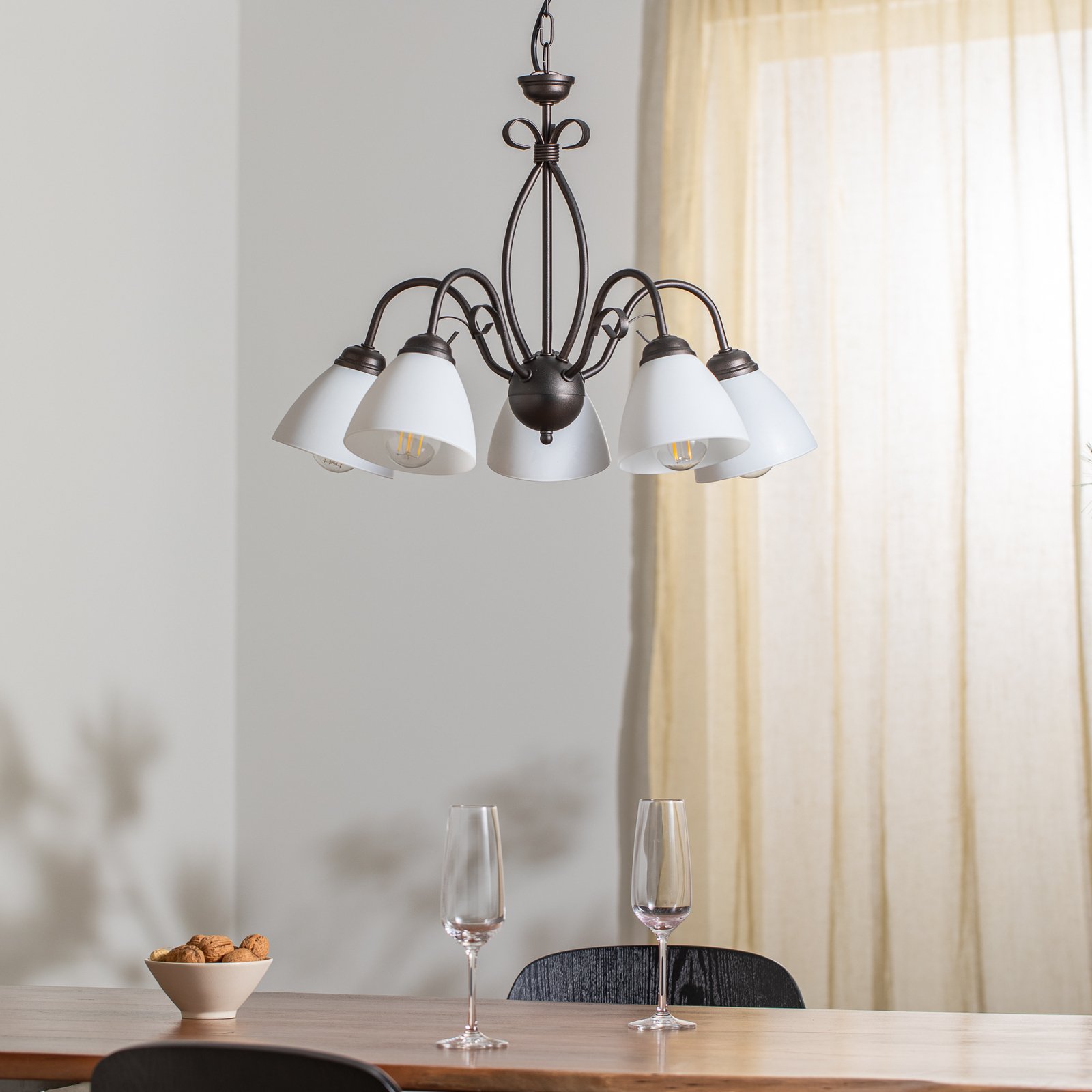 Adoro hanging light, 5-bulb, brown