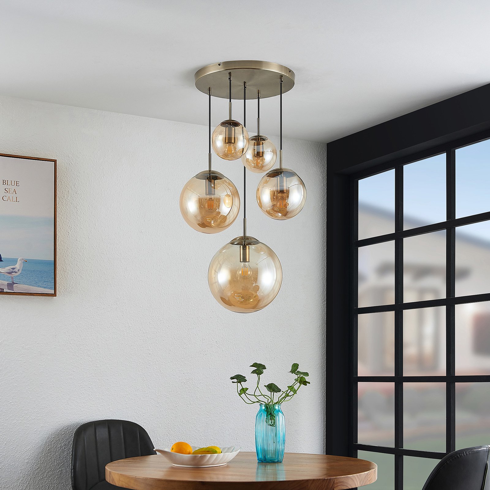 Teeja 5 Cluster Riippuvalaisin  Amber - Lindby