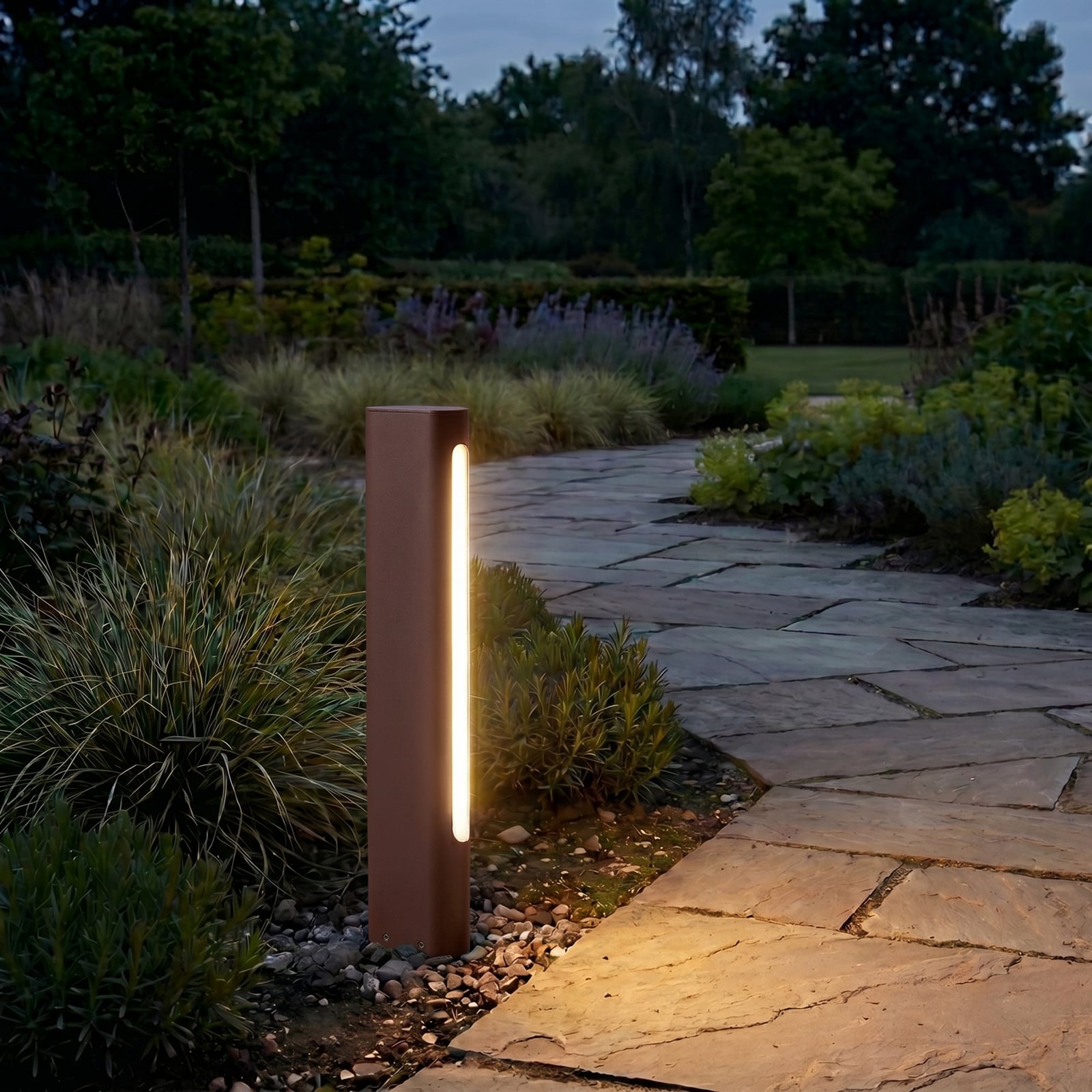 Lucande Celiora LED path light, height 45 cm, brown, IP65