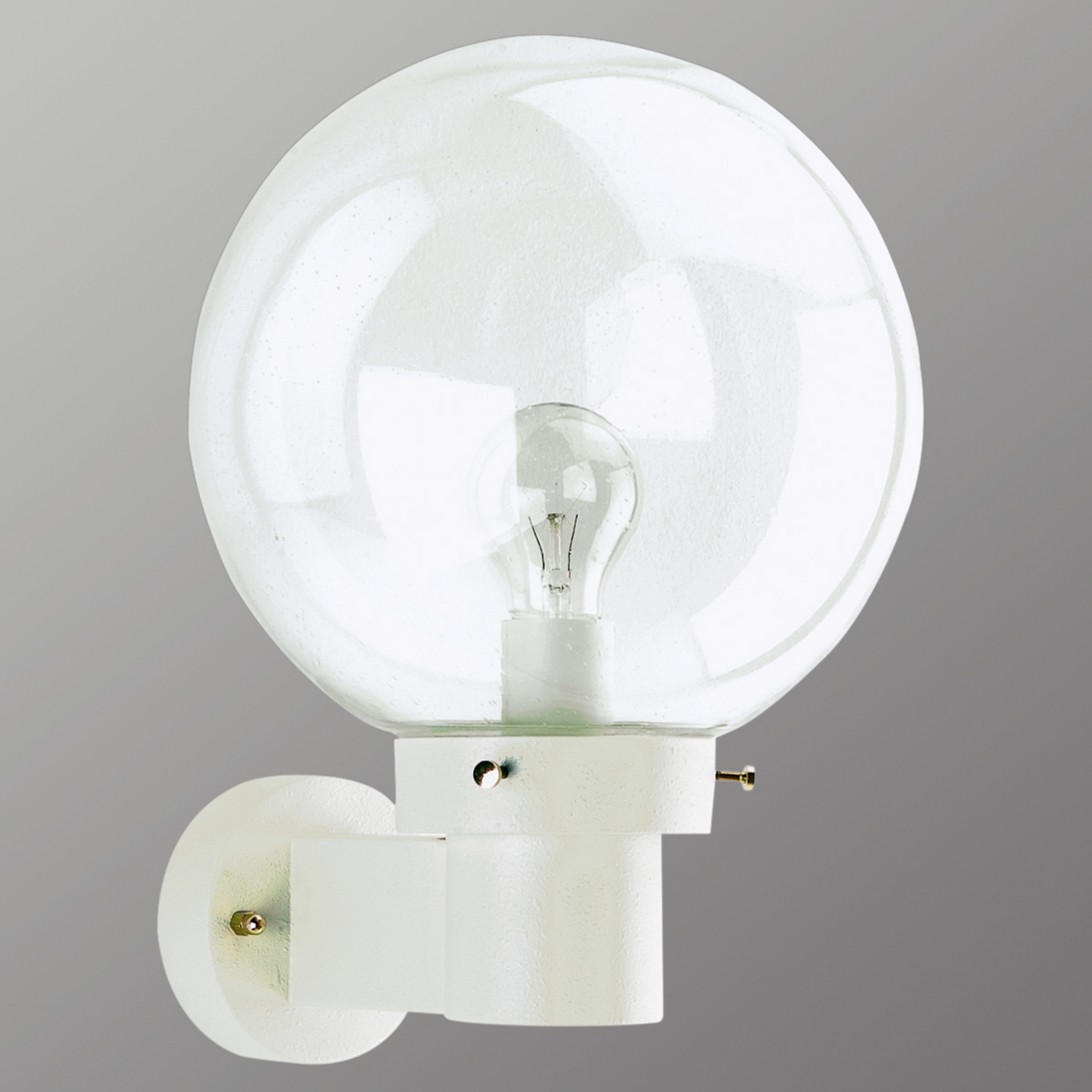 Lampada da parete sferica per esterni, bianca