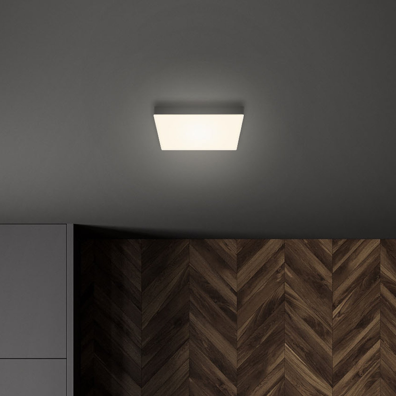 Flame LED ceiling light, square