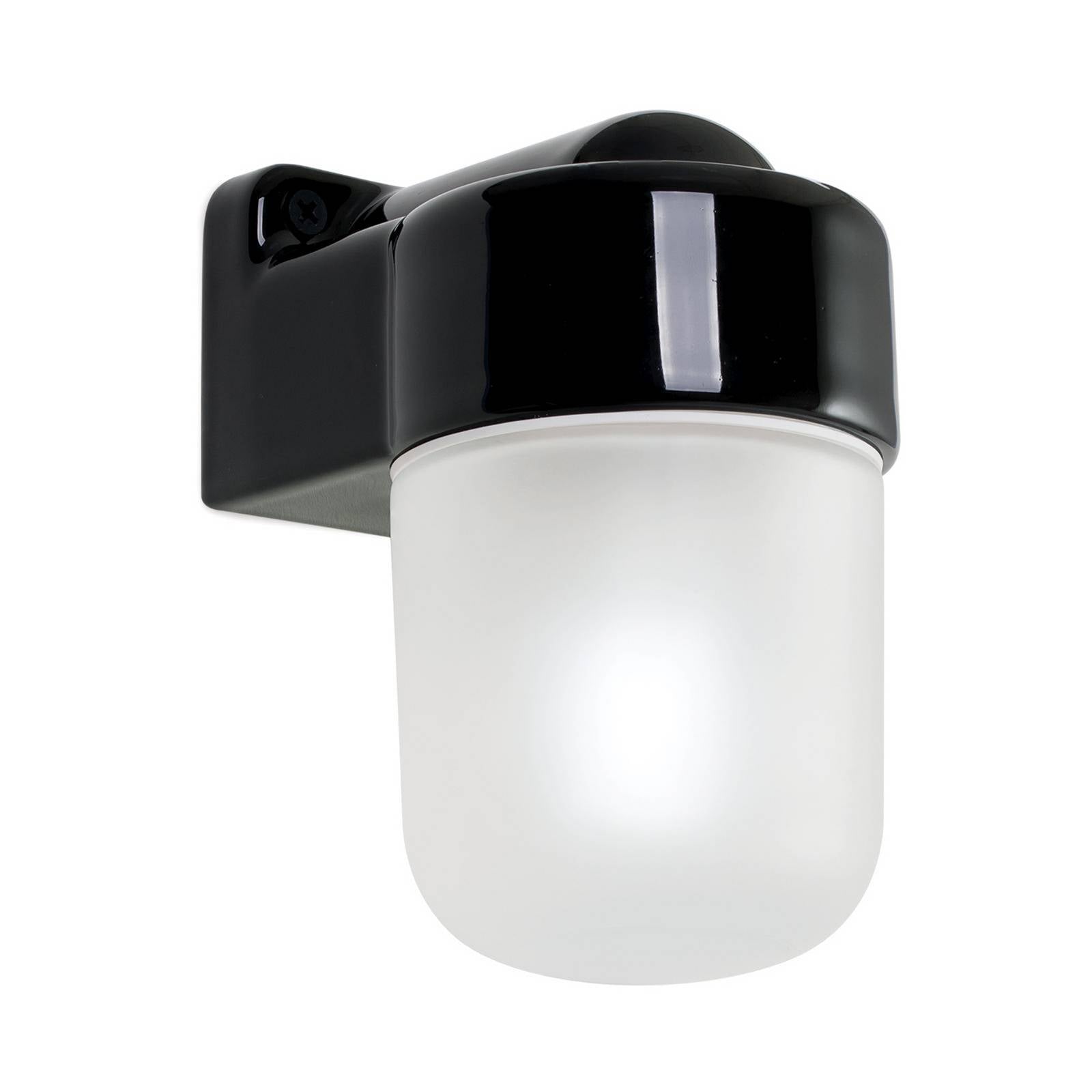 Wandleuchte Ostia, schwarz, Keramik, Glas satiniert, E27