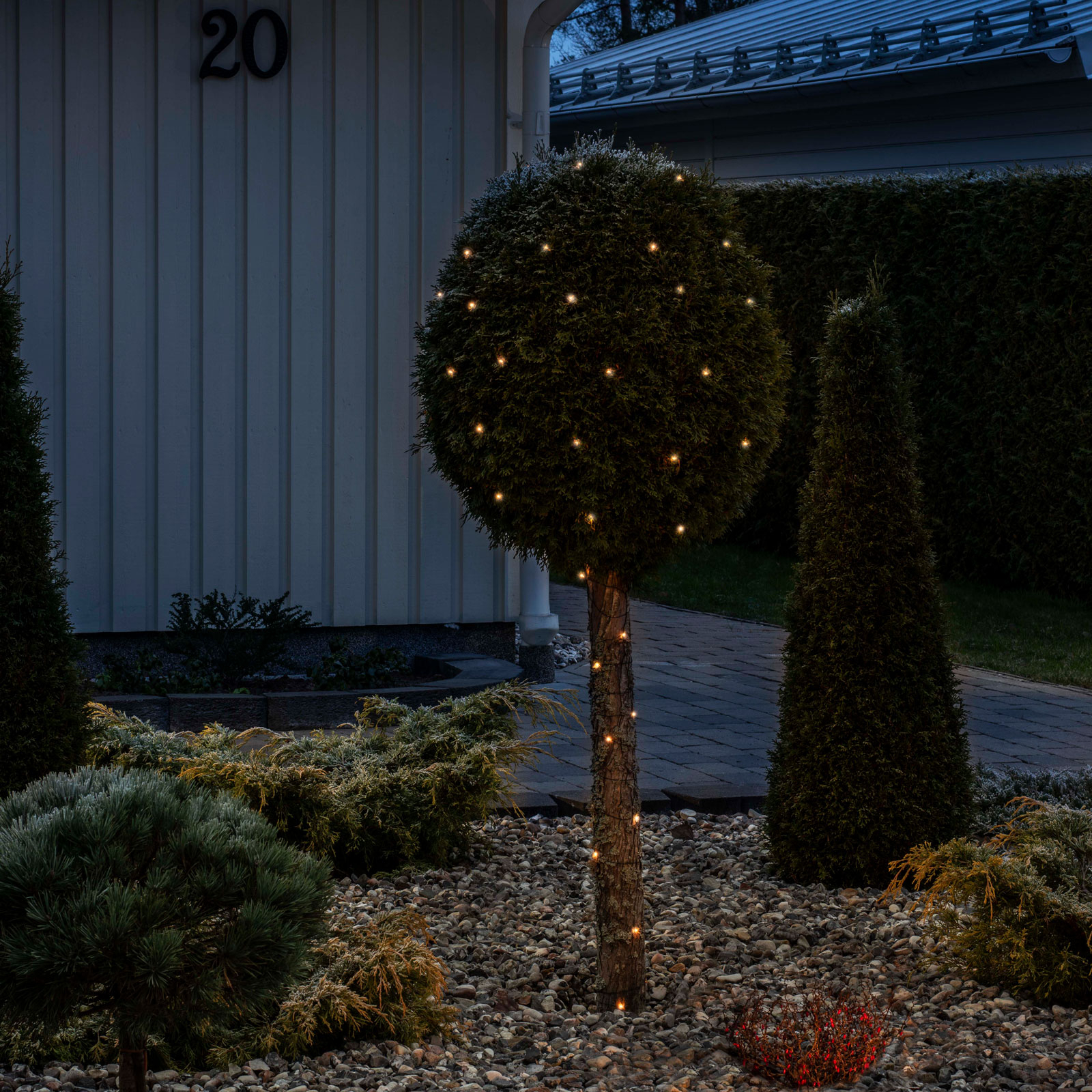 Lichterkette Tropfen, Draht grün mit Aufroller