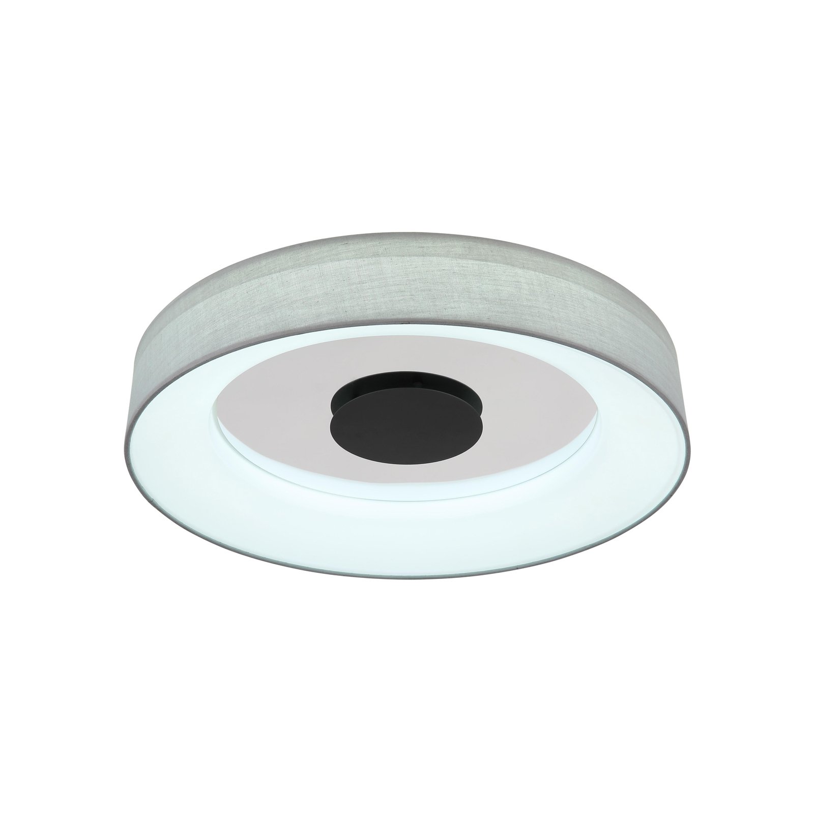 Smart LED-loftslampe Terpsa, hvid/grå, Ø 46,8 cm, stof