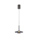 Suspension LED Vitrum, grise, verre/aluminium, Ø 22 cm - PURE