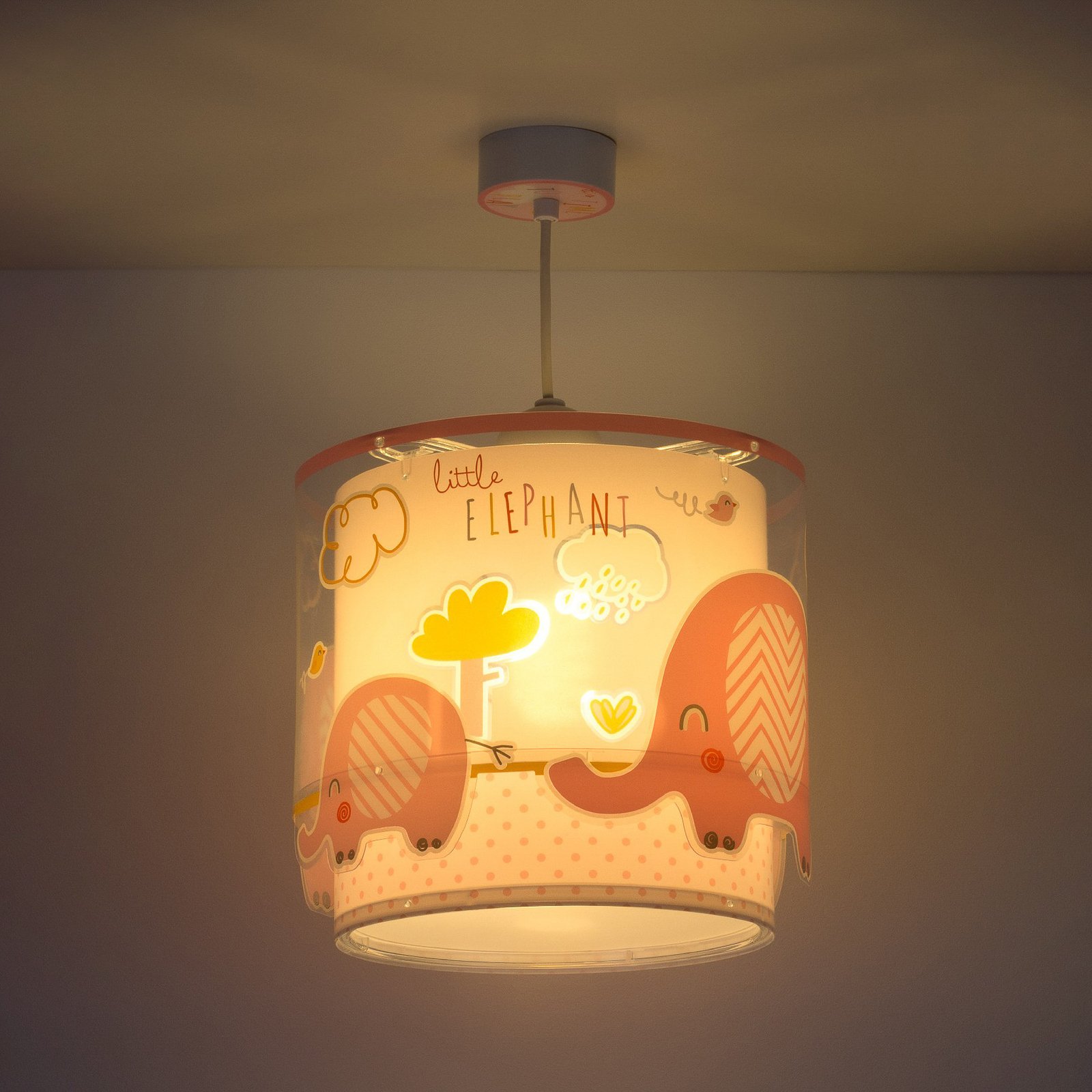 Kinder-hanglamp Little Elephant, 1-lamp, roze