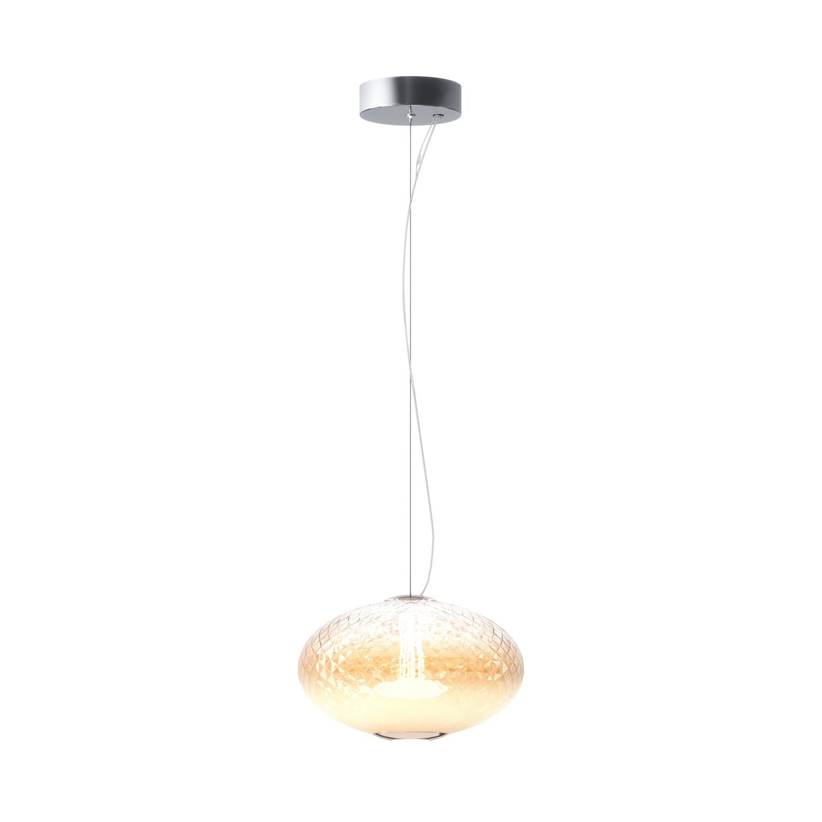 Maytoni Lampada a sospensione in vetro Bruma, cromo/bianco, altezza 19,5 cm