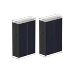 Rody LED solar wall lamp, black, height 16 cm, set of 2, IP65