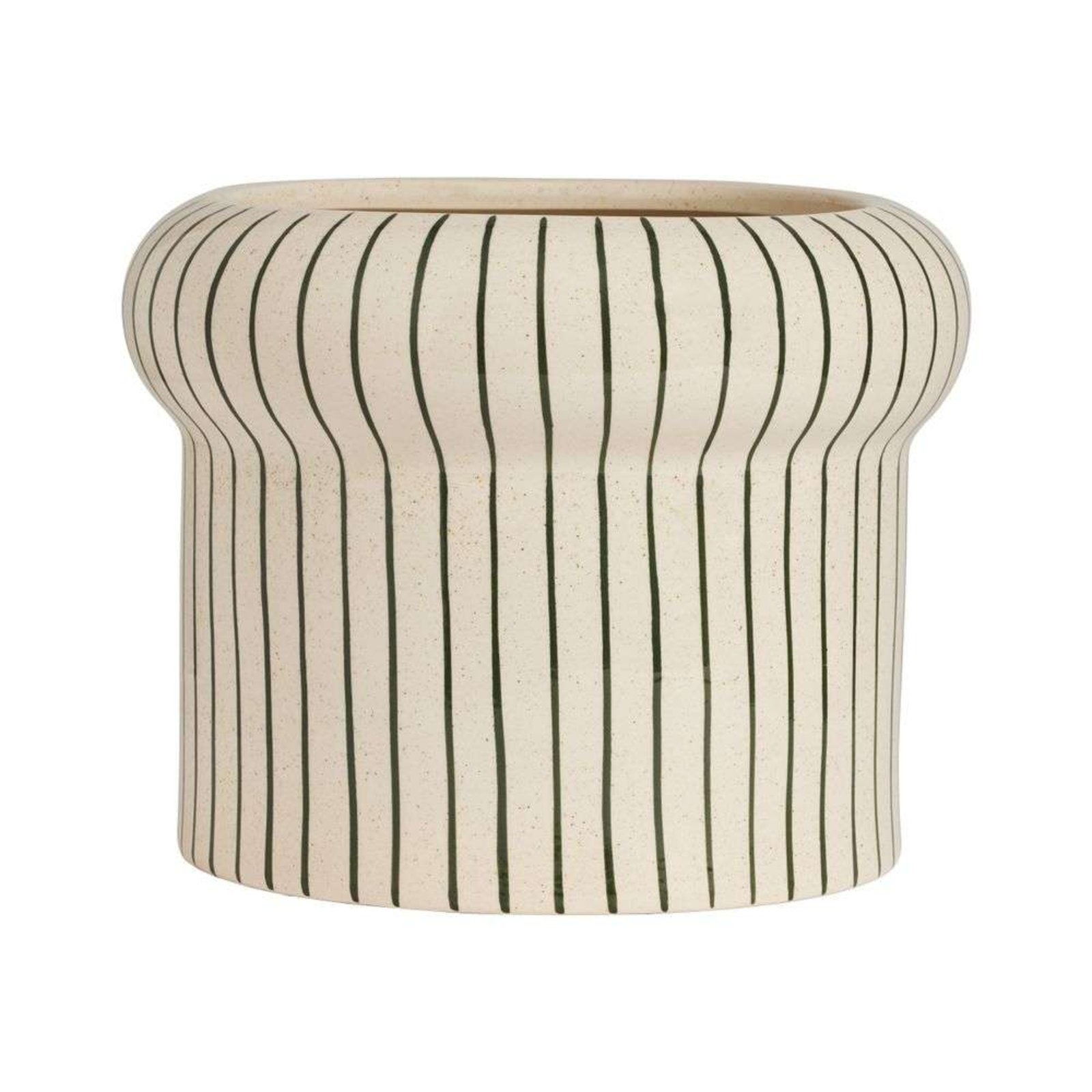 Aki Pot Large Off-White/Dark Green - OYOY Living Design